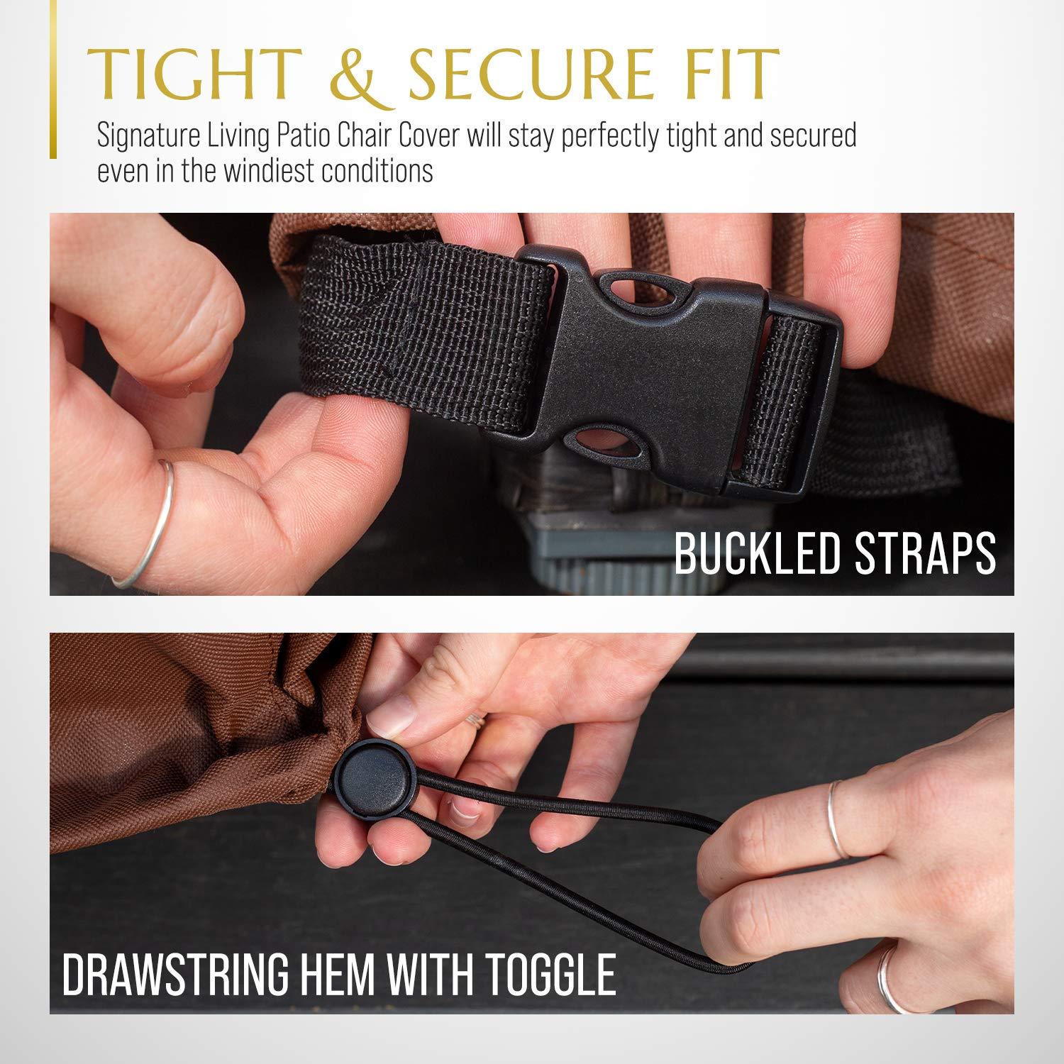 Signature Living 35” x 31” Tan Solid Print Patio Chair Cover, Waterproof, 2 Count