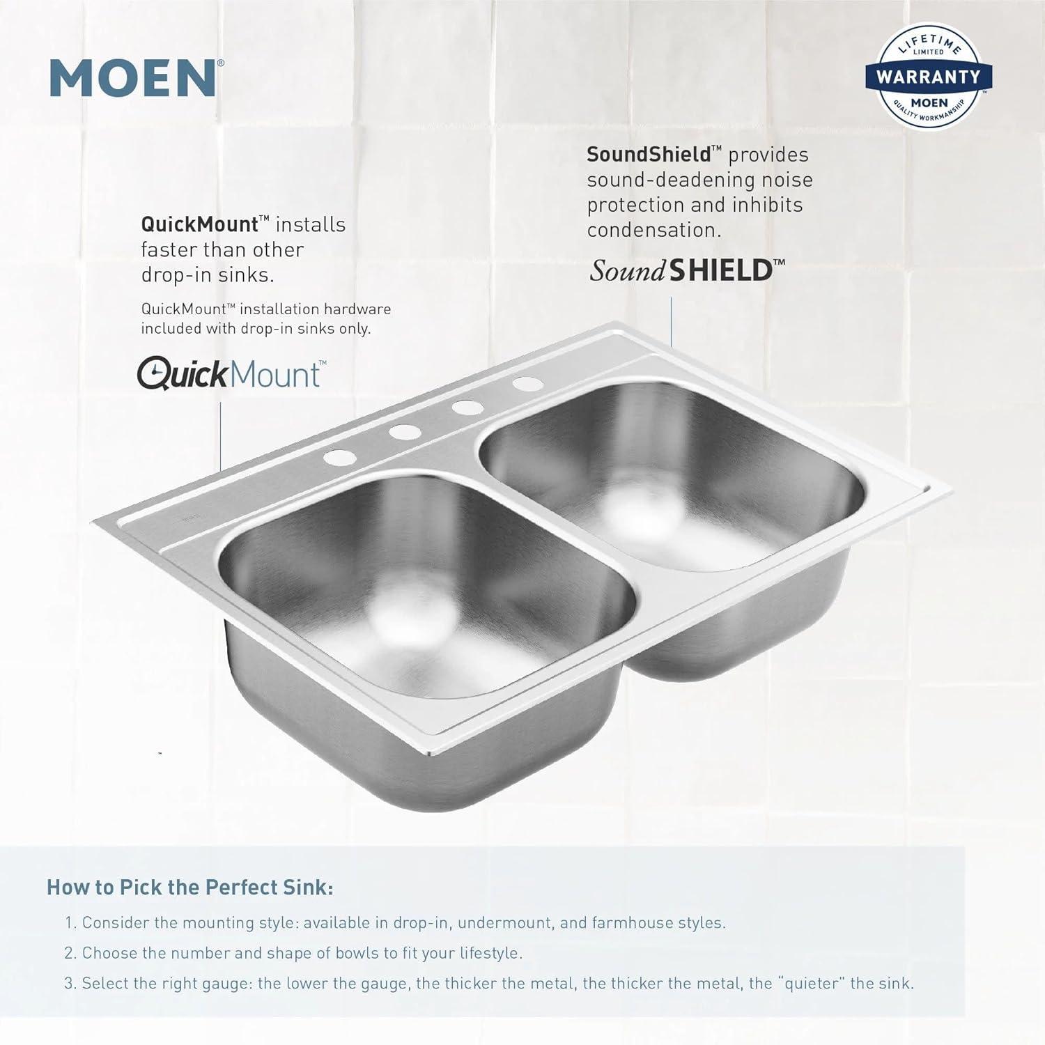 Prep 1600 Series Stainless Steel Undermount 34" x 20" Double Bowl Kitchen Sink