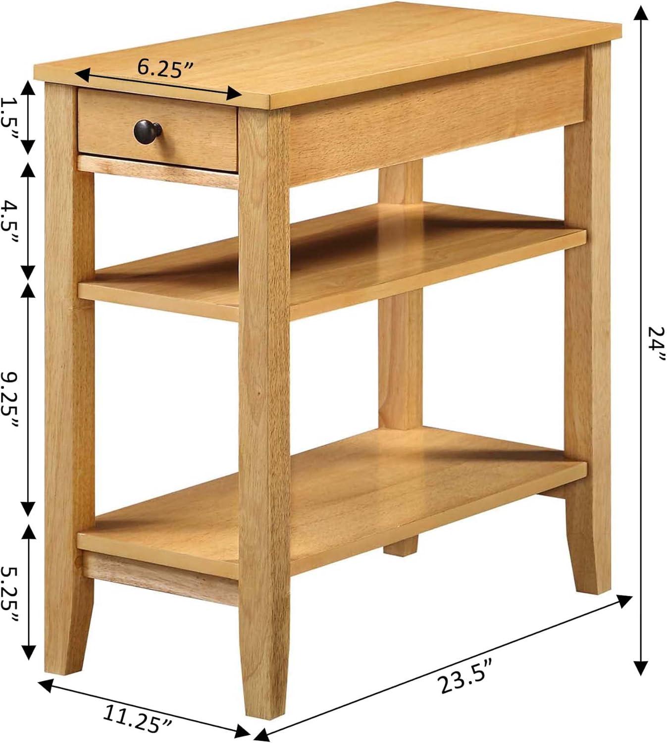 Convenience Concepts American Heritage 1 Drawer Chairside End Table with Shelves, Natural