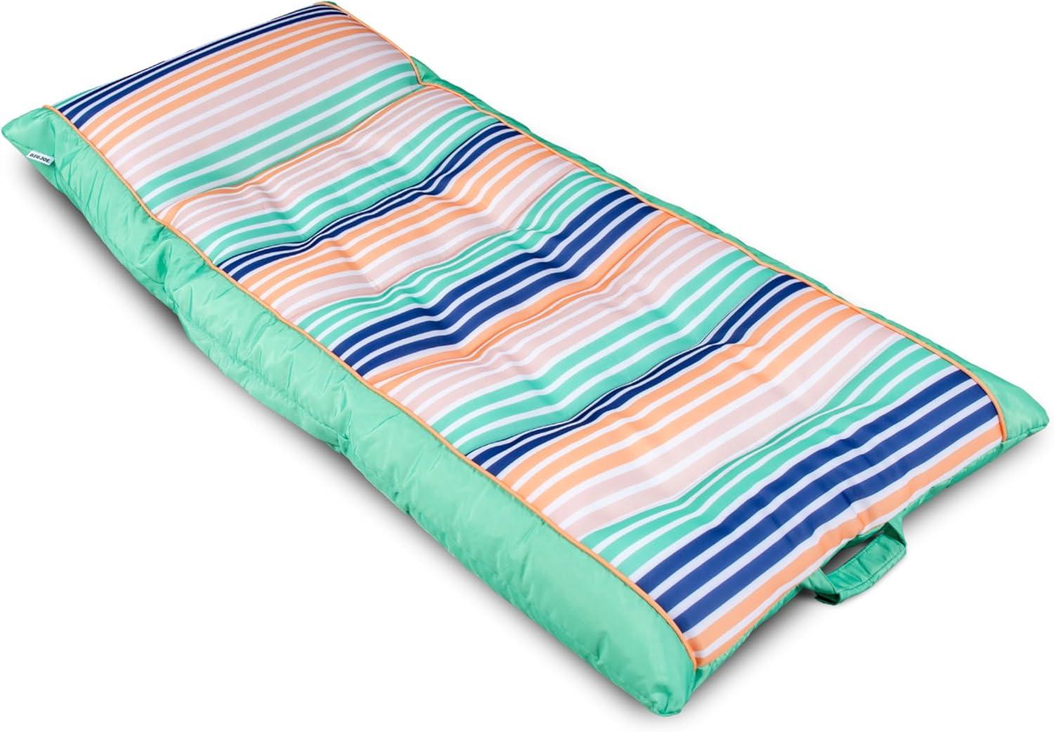 Big Joe Kona Pool Float, Rivera Stripe Turqoise, Doubled-Sided Mesh, Quick Draining Fabric, No Inflation Needed