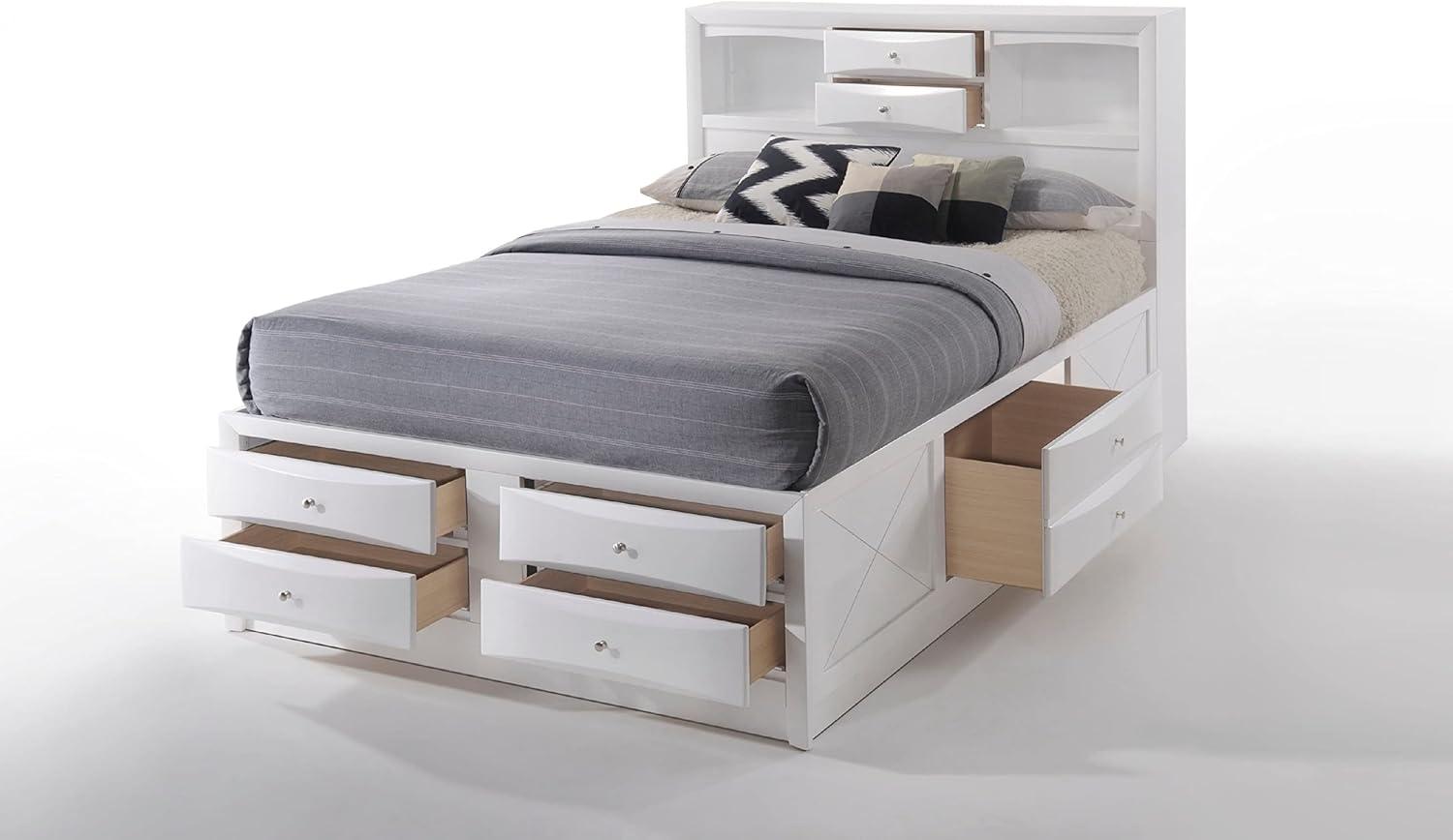 Acme Ireland Full Bed with Storage, White