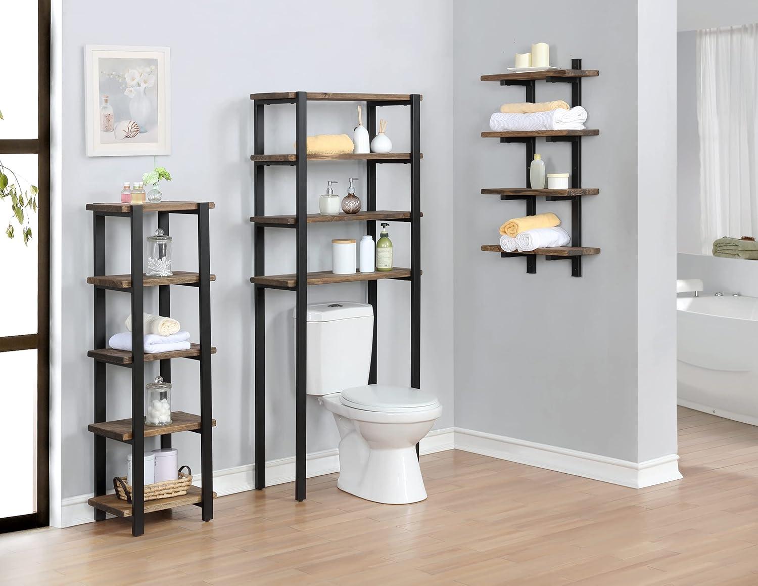 Pomona Over The Toilet 4-Shelf Bath Storage - Alaterre Furniture: Space-Saving, Metal Frame, Universal Organizer