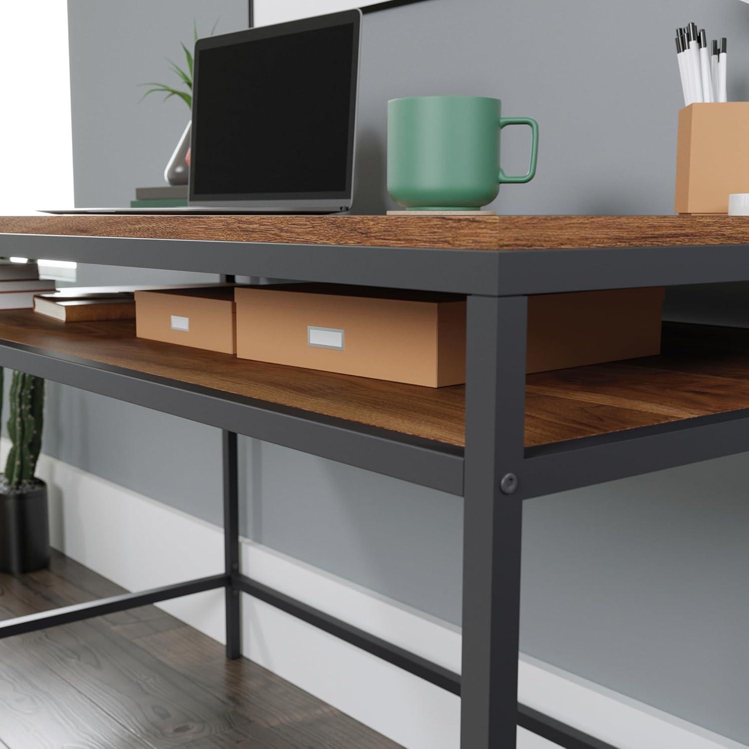 Grand Walnut Writing Desk with Drawer and Shelf