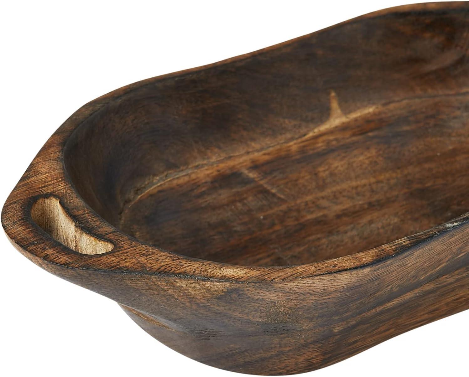 Rustic Polished Mango Wood Rectangular Serving Tray