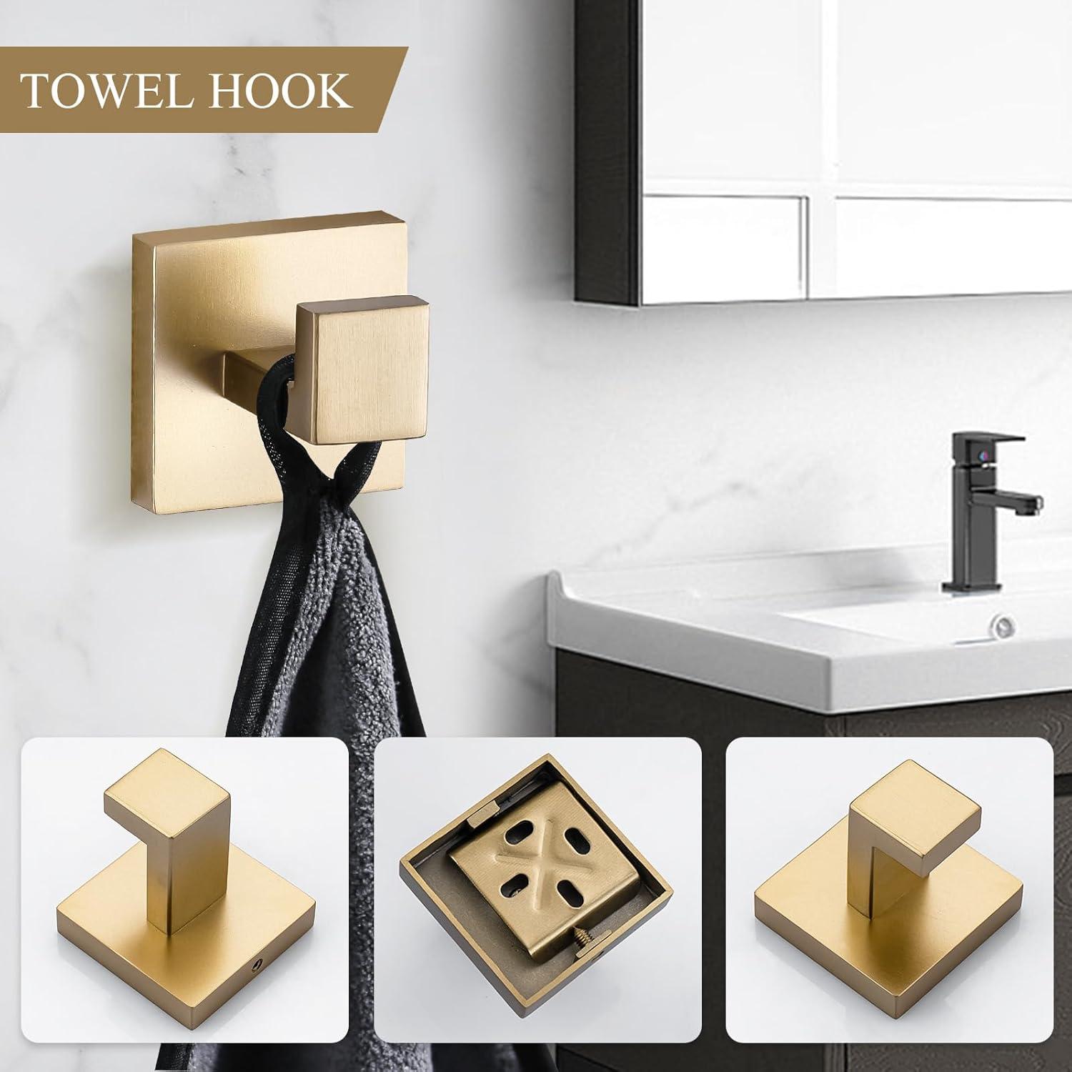 5-Piece Bathroom Hardware Accessories Set, 23.6" Towel Bar Towel Rack Sets Modern Towel Ring Kit Stainless Steel Wall Mounted (Chrome)