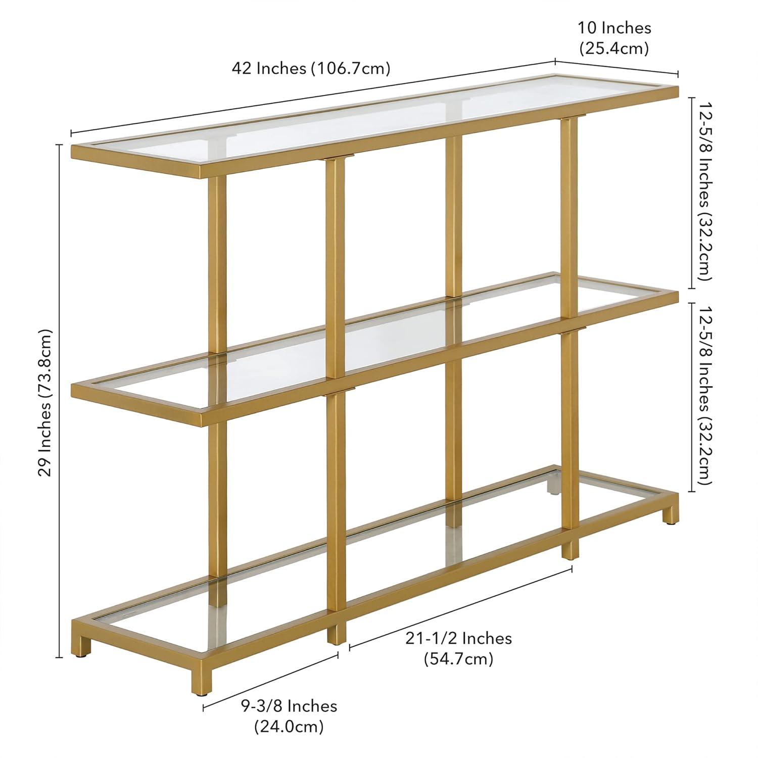 Evelyn&Zoe Greenwich 42" Wide Rectangular Console Table, Brass