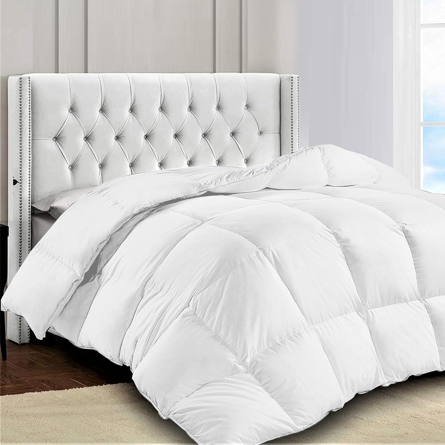 Lux Decor Collection King Comforter Duvet Insert - Box Stitched Down Alternative Single Comforter - Quilted Comforter with Corner Tabs (King, Navy Blue)