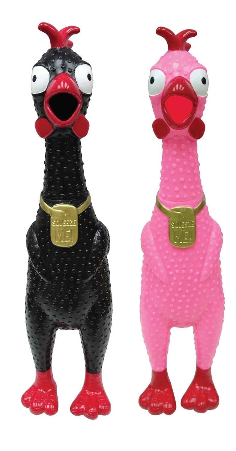 Animolds Squeeze Me Rubber Chicken Toy | Screaming Rubber Chickens For Kids | Novelty Squeaky Toy Chicken Regular Color 2-Pack (Random Colors)