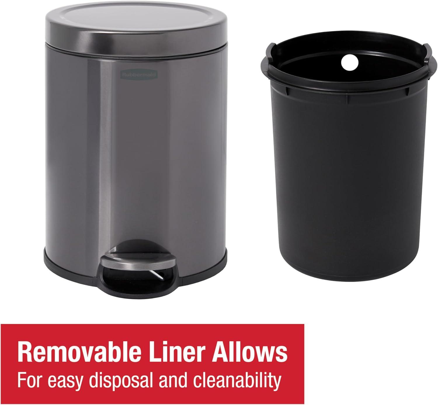 Rubbermaid 1.6 Gal. Stainless Steel Round Step-On Household Metal Trash Can