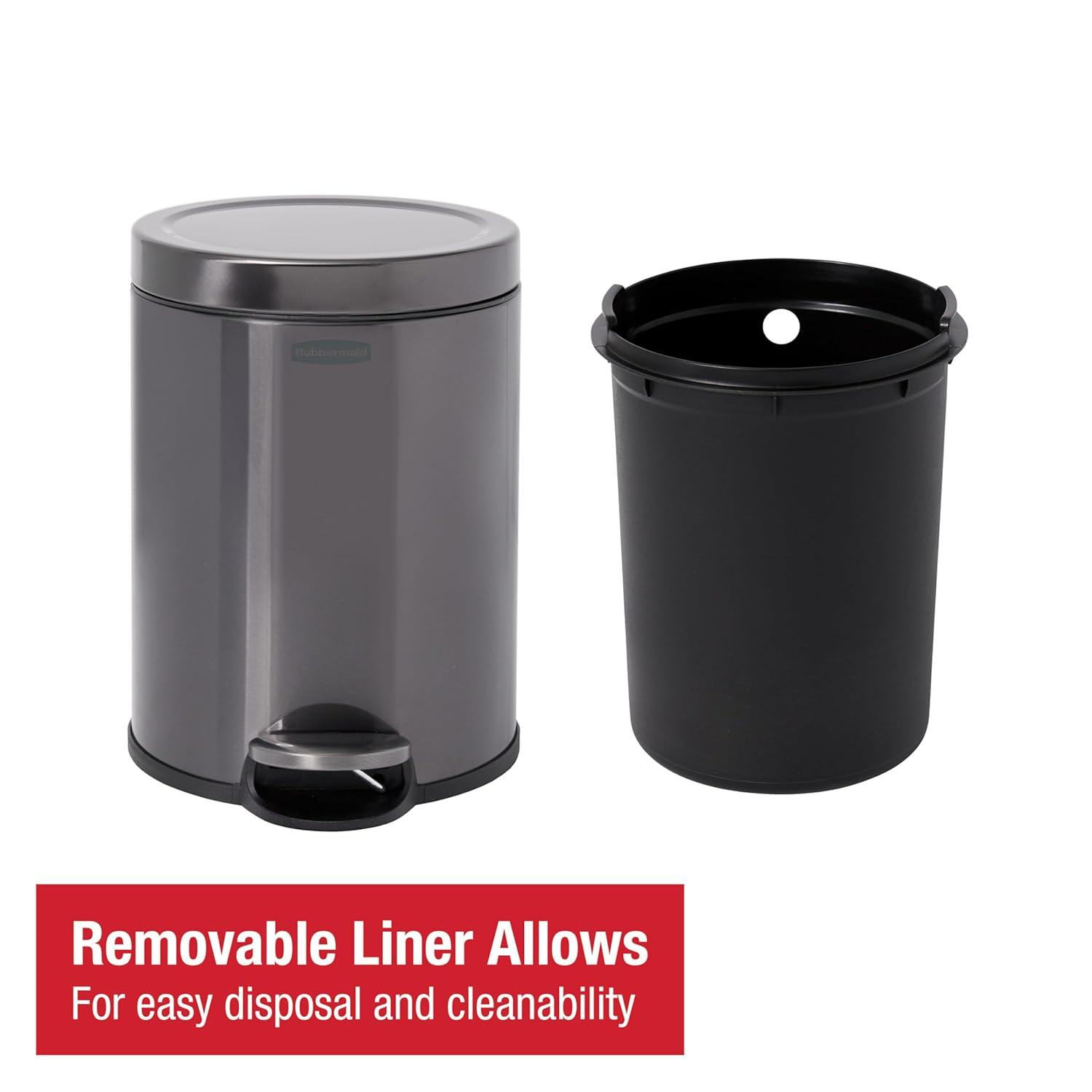Rubbermaid 1.6 Gal. Stainless Steel Round Step-On Household Metal Trash Can