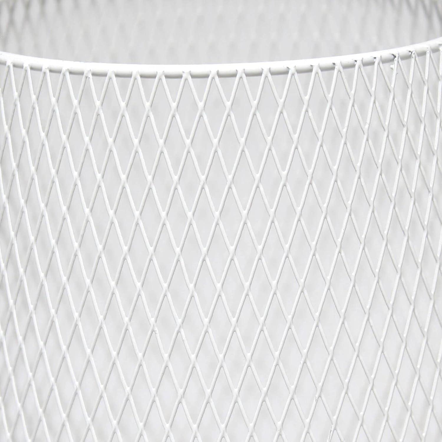 Simple Designs Wired Mesh Uplight Table Lamp White: Modern Cylinder Shade, ETL Listed, No Assembly Required