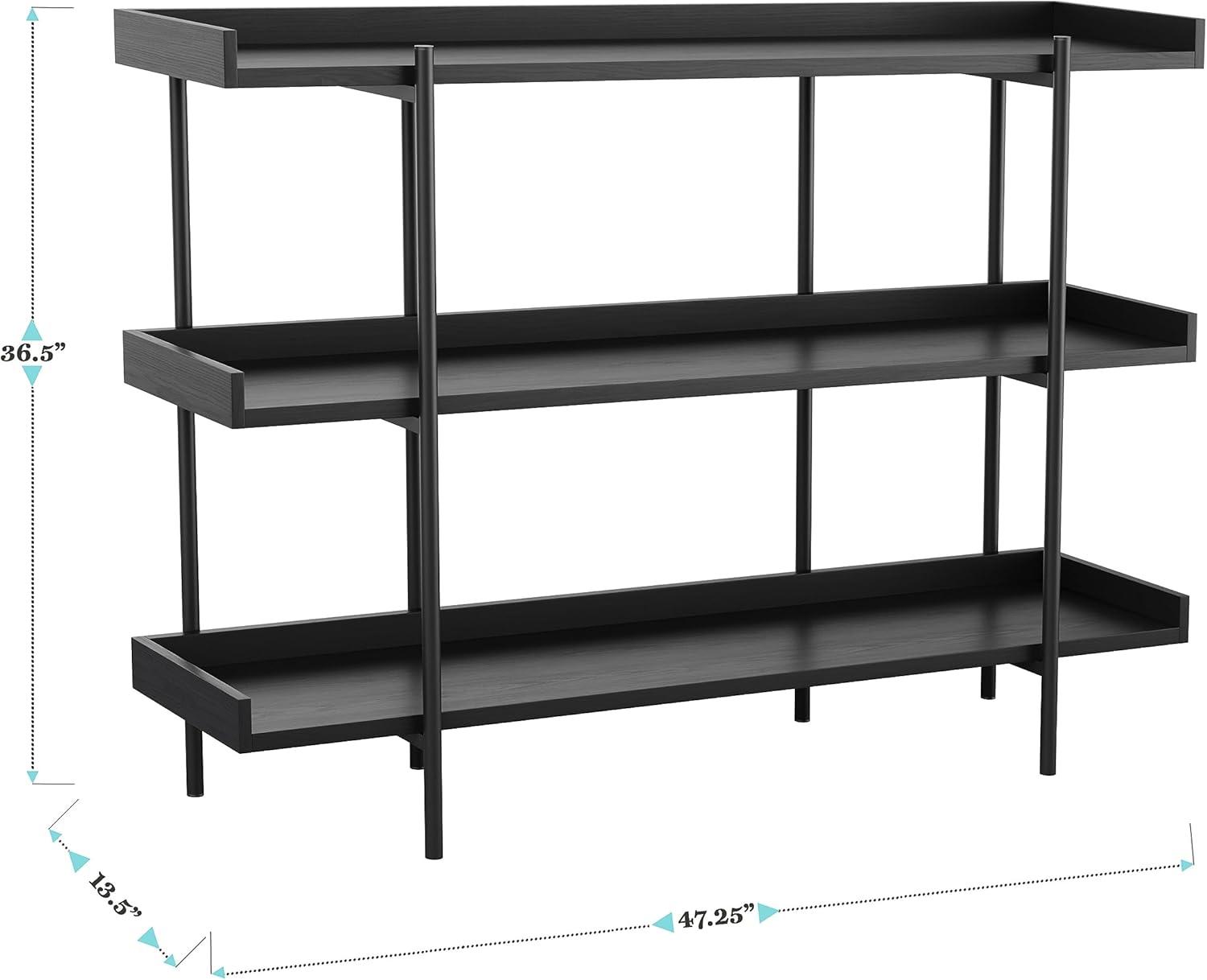 Raines Martha Stewart Emmett 3 Shelf Storage Display Unit Bookcase with Metal Frame