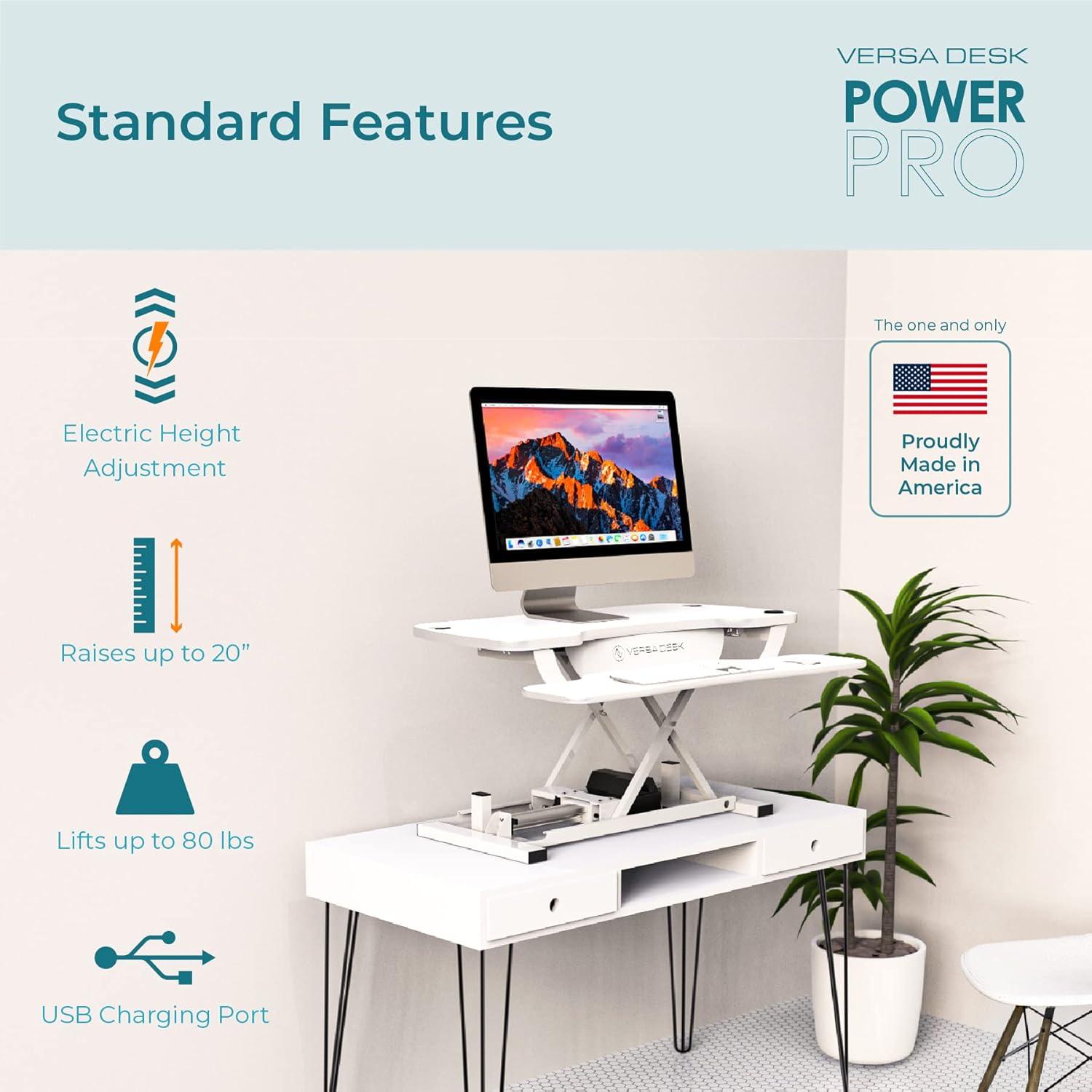 PowerPro Standing Desk Converter, PowerPro Electric Height Adjustable with Keyboard Tray