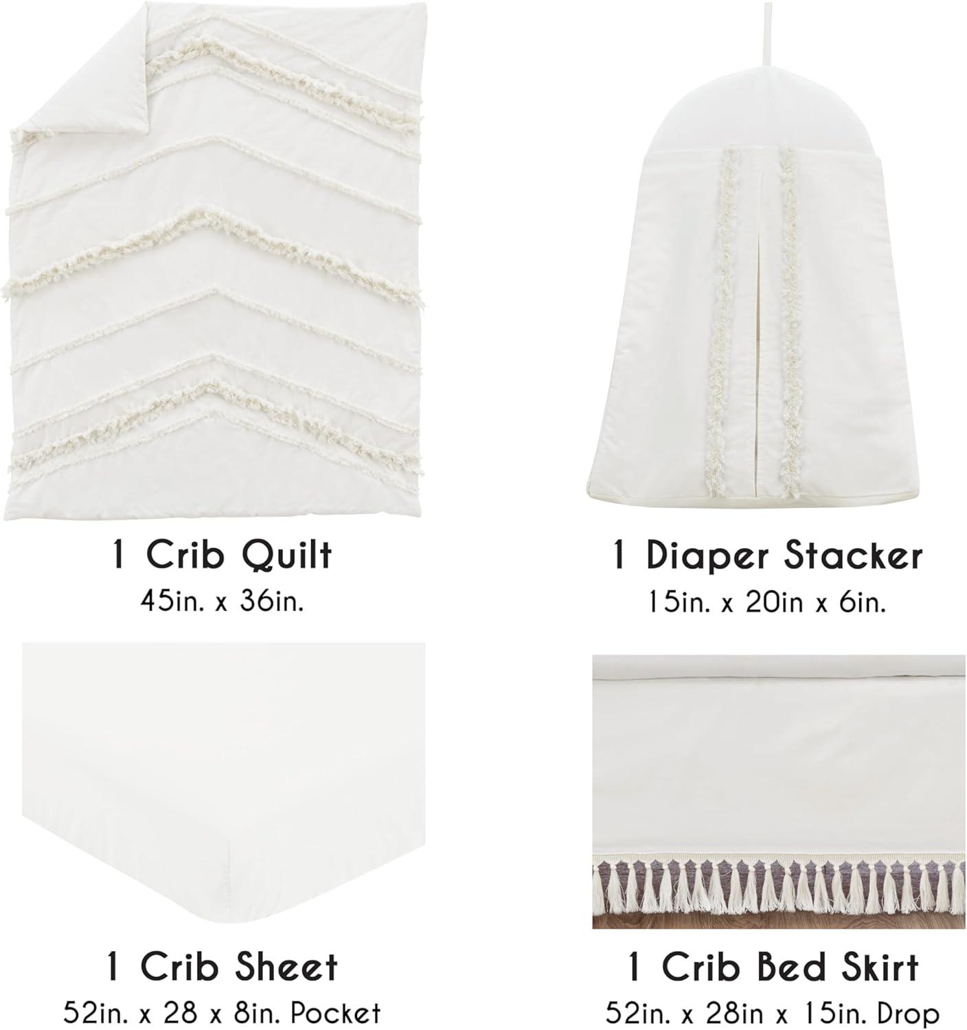 Sweet Jojo Designs Boy or Girl Gender Neutral Unisex Baby Crib Bedding Set - Bohemian Fringe Collection 4pc