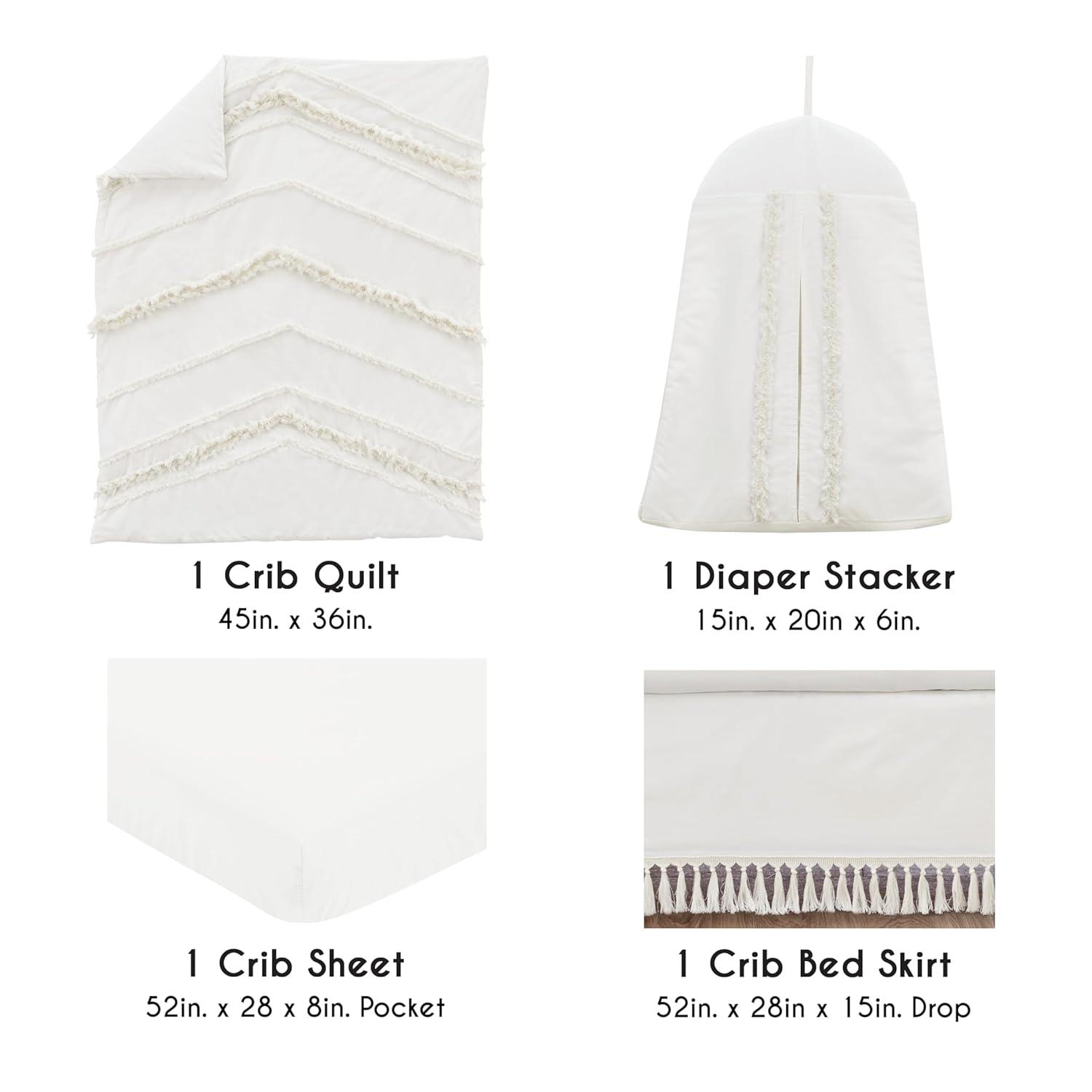 Sweet Jojo Designs Boy or Girl Gender Neutral Unisex Baby Crib Bedding Set - Bohemian Fringe Collection 4pc