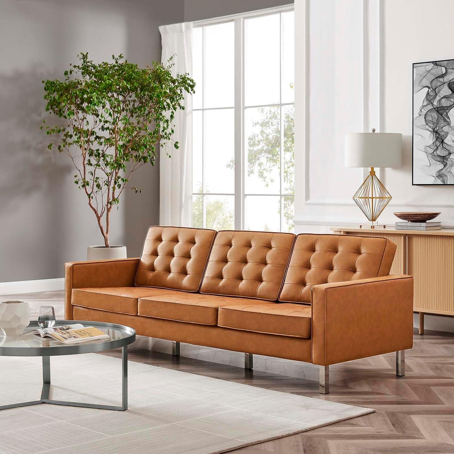 Loft Tufted Vegan Leather Sofa by Modway