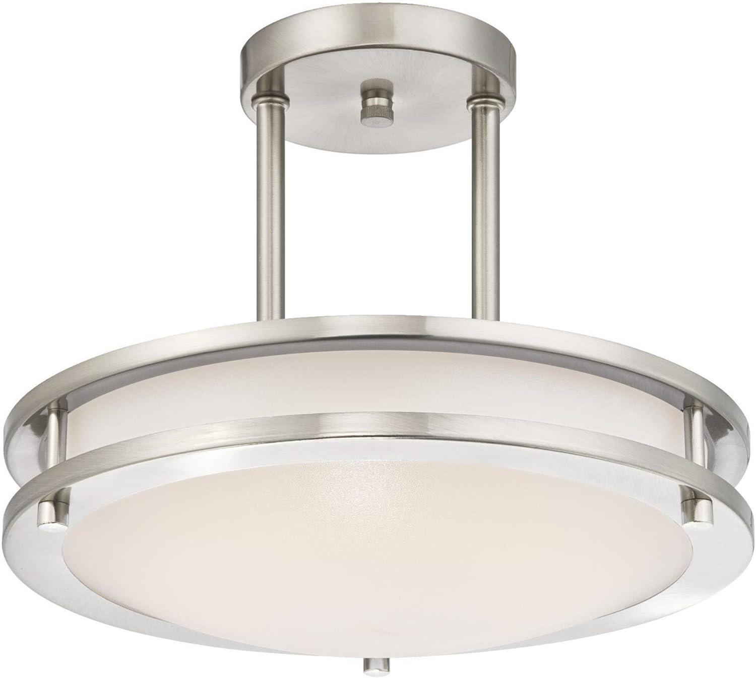 Westinghouse 6400900 11.88 in. Dimmable LED Indoor Semi Flush Mount Ceiling Fixture, Brushed Nickel