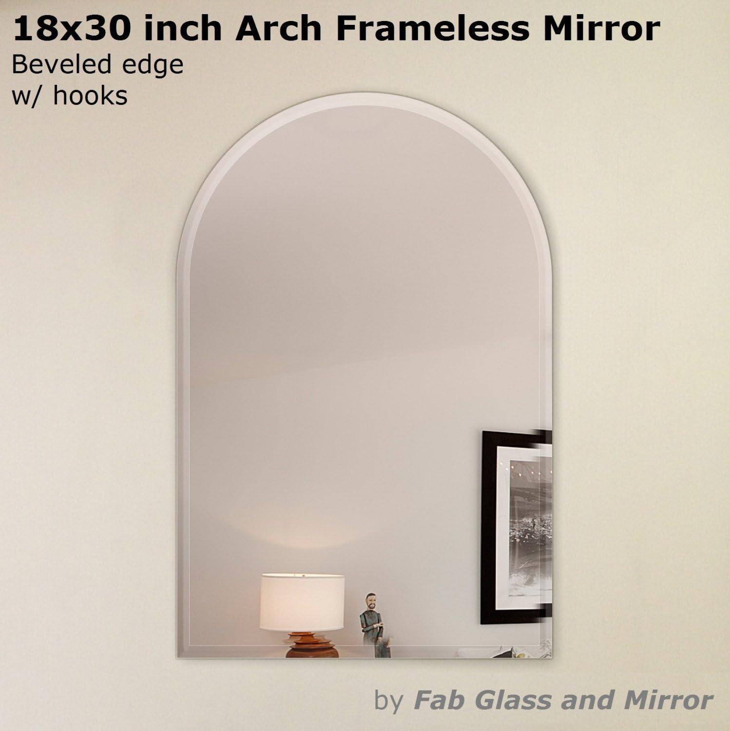 18x30 Inch Frameless Arch Decorative Mirror with Beveled Edge