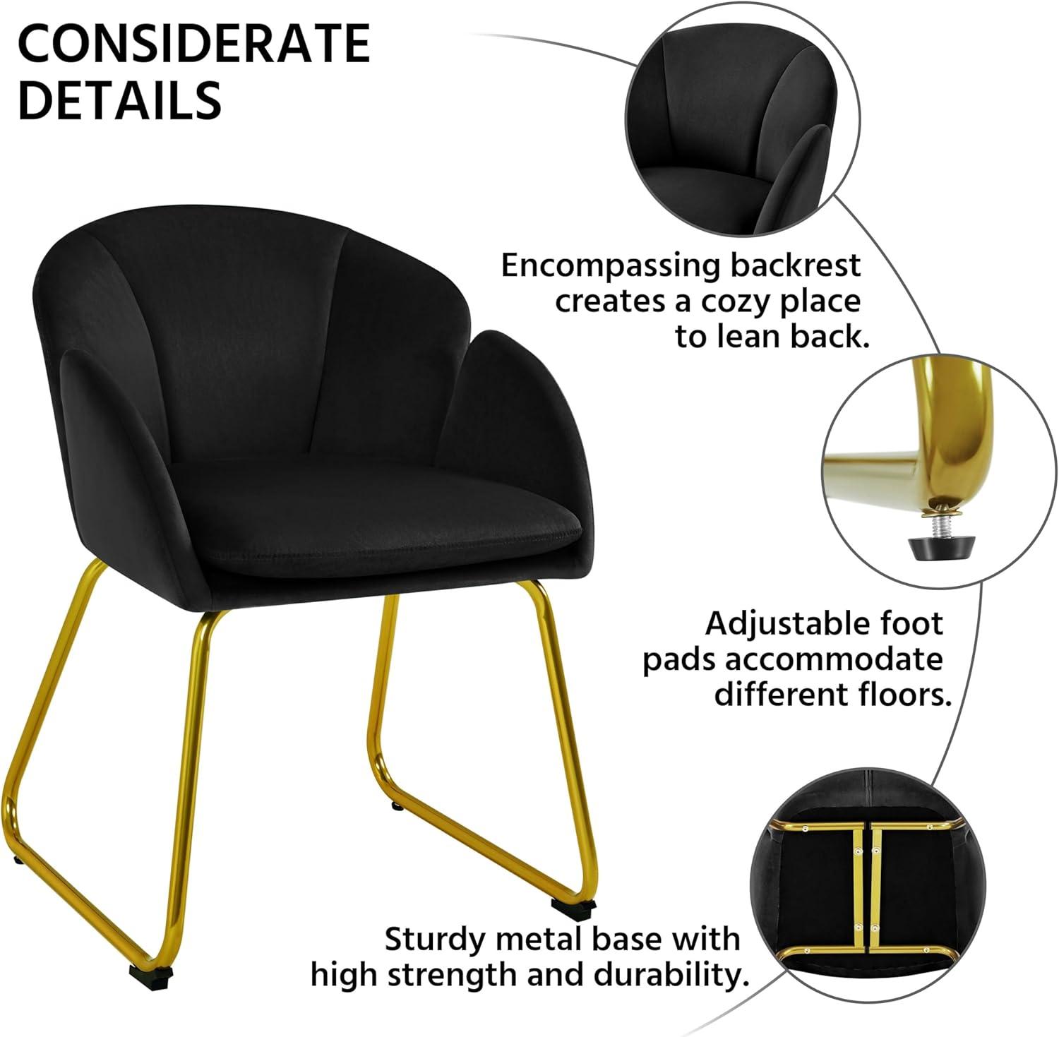 Yaheetech Velvet Armchair Accent Chair with Metal Legs for Living Room/Bedroom, Black