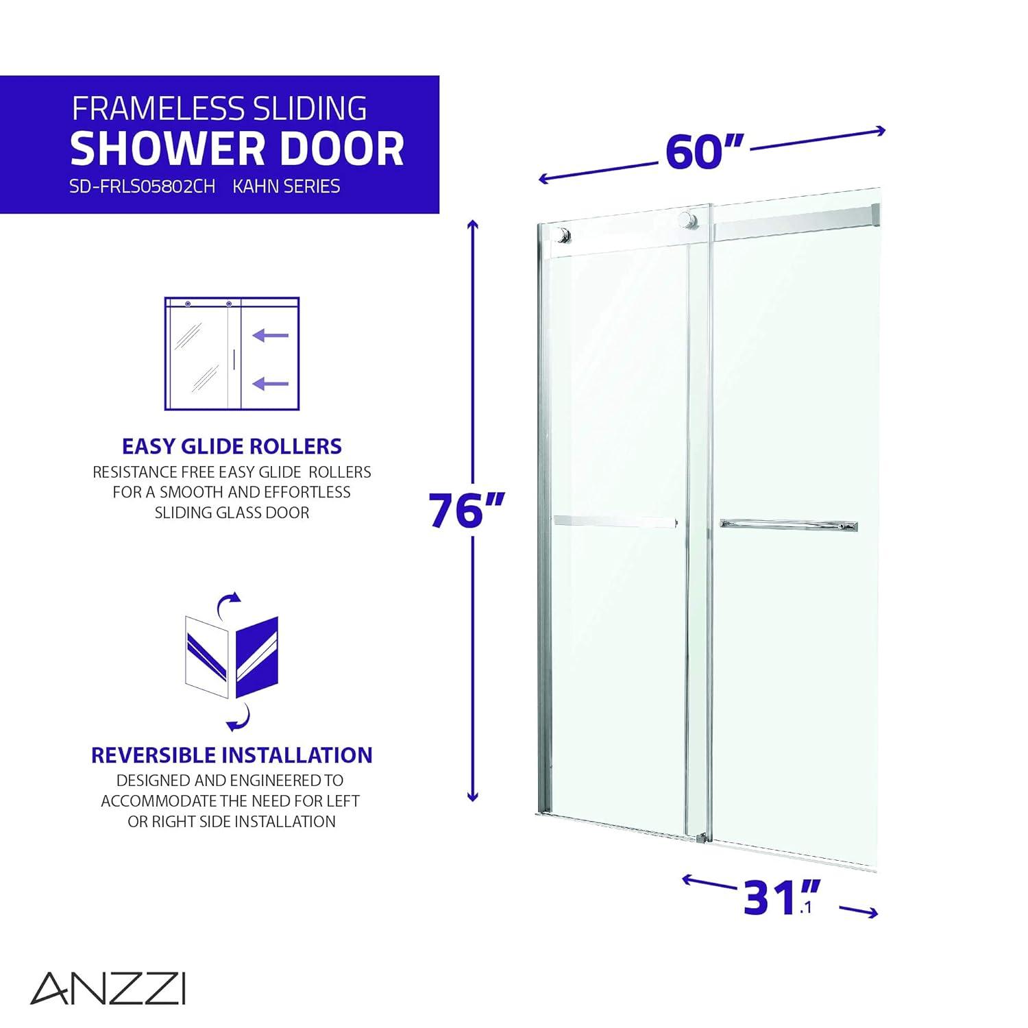 Kahn 60" W x 76" H Double Sliding Frameless Shower Door