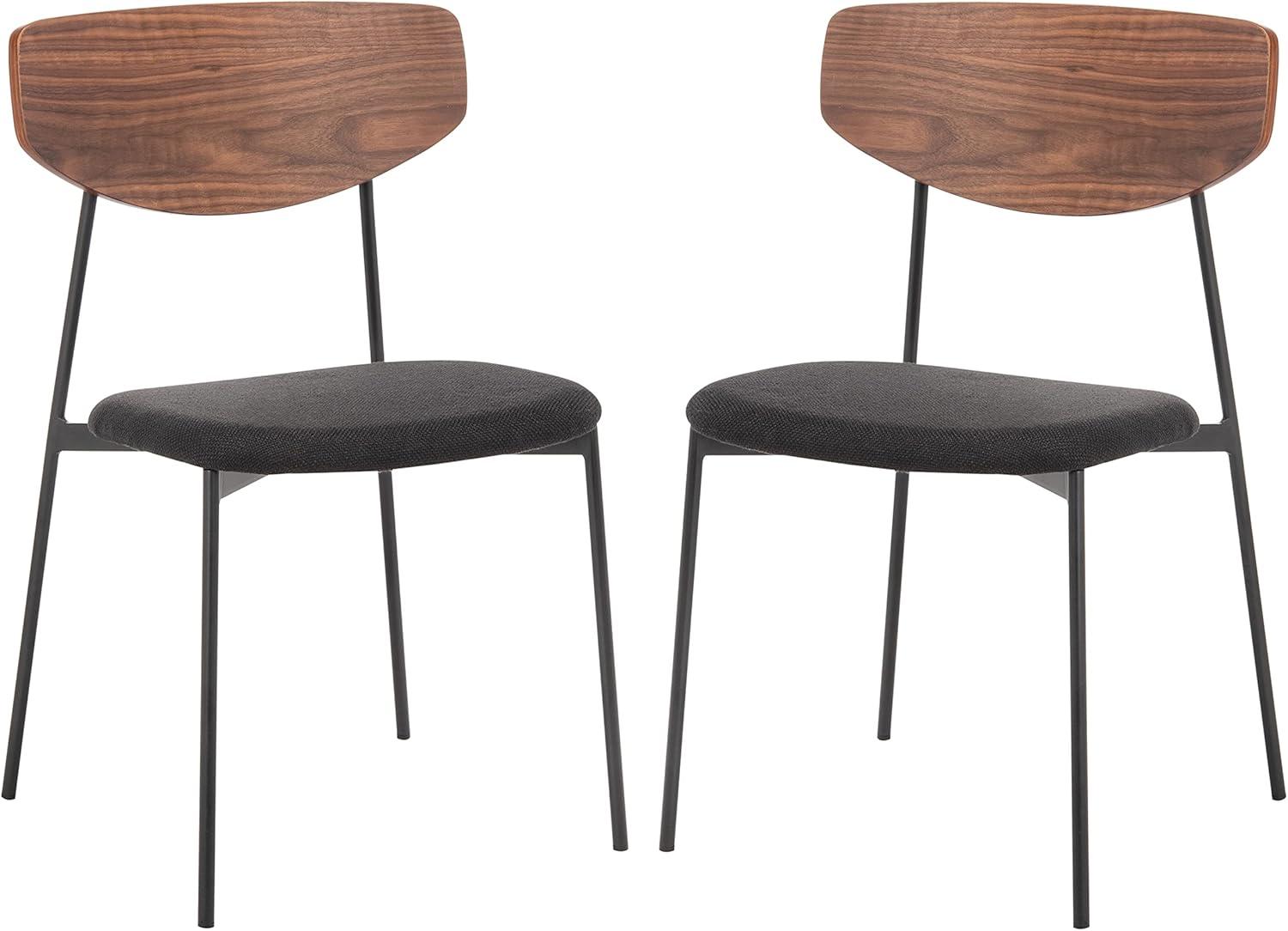 SAFAVIEH Ryker Modern Dining Chair, Walnut/Black, Set of 2 (20 in. W x 18.8 in. D x 32.5 in. H)