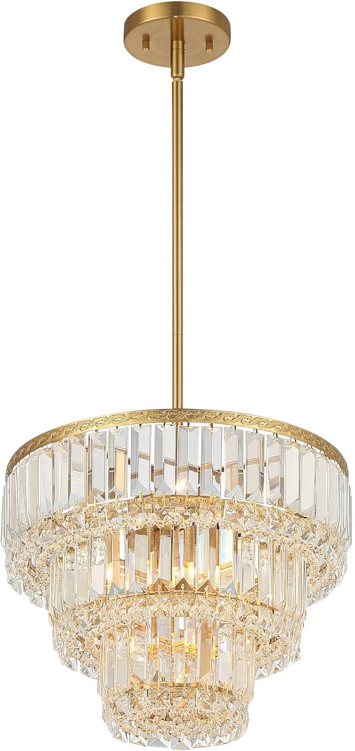 Vienna Full Spectrum Magnificence Soft Gold Chandelier 14 1/2" Wide Modern Faceted Crystal Glass 7-Light LED Fixture for Dining Room Kitchen Island