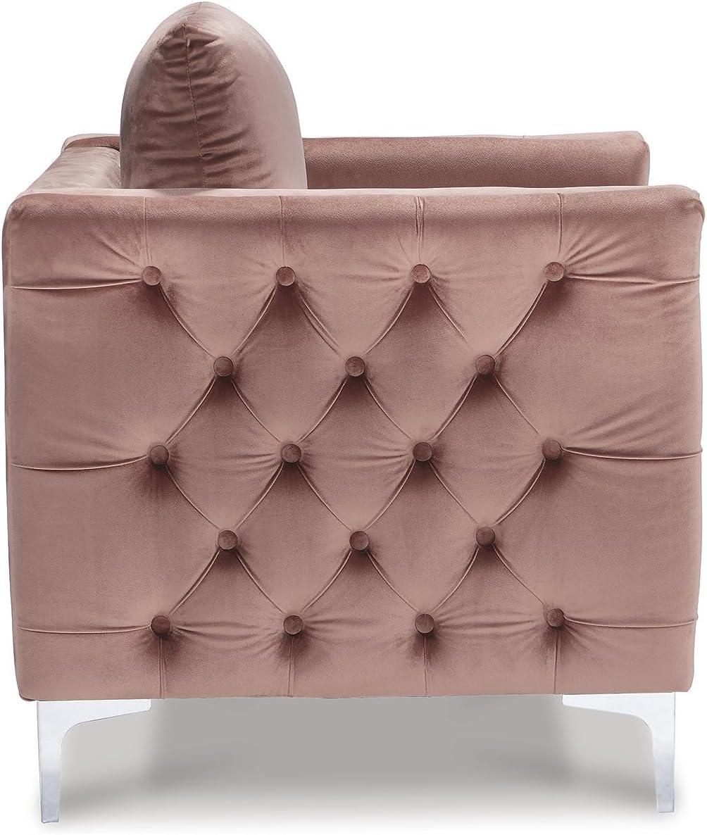 OUWI Lizmont Modern Glam Accent Chair with Nailhead Trim, Pink