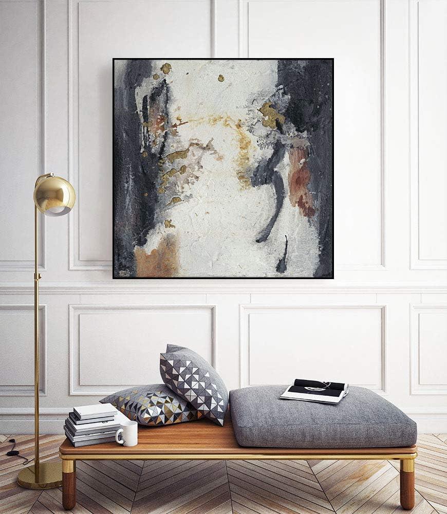 Neutral Abstract Canvas Print with Black Frame, 30 x 30 Inches