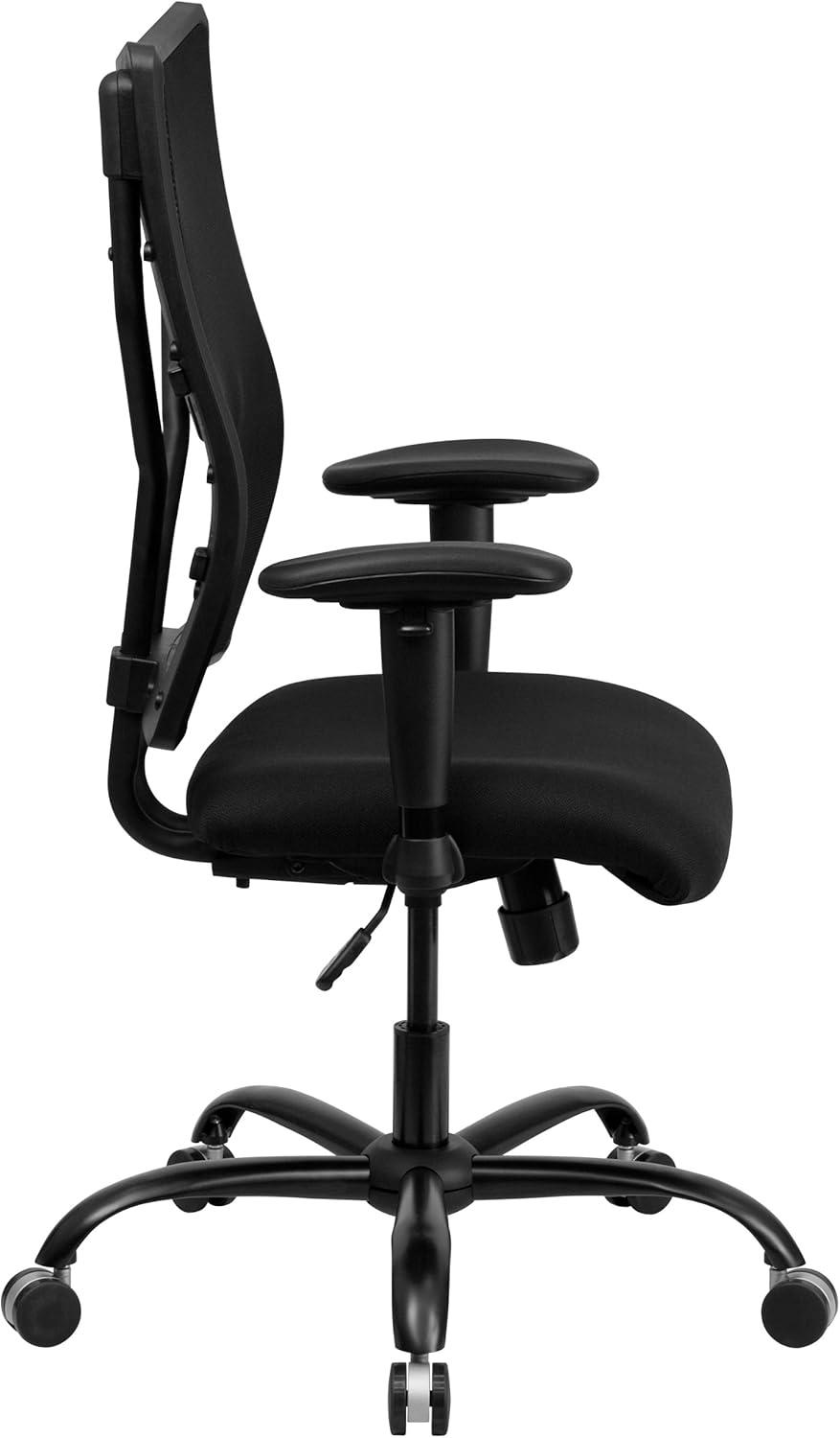 Flash Furniture HERCULES Series Big & Tall 400 lb. Rated Black Mesh Executive Swivel Ergonomic Office Chair with Adjustable Arms