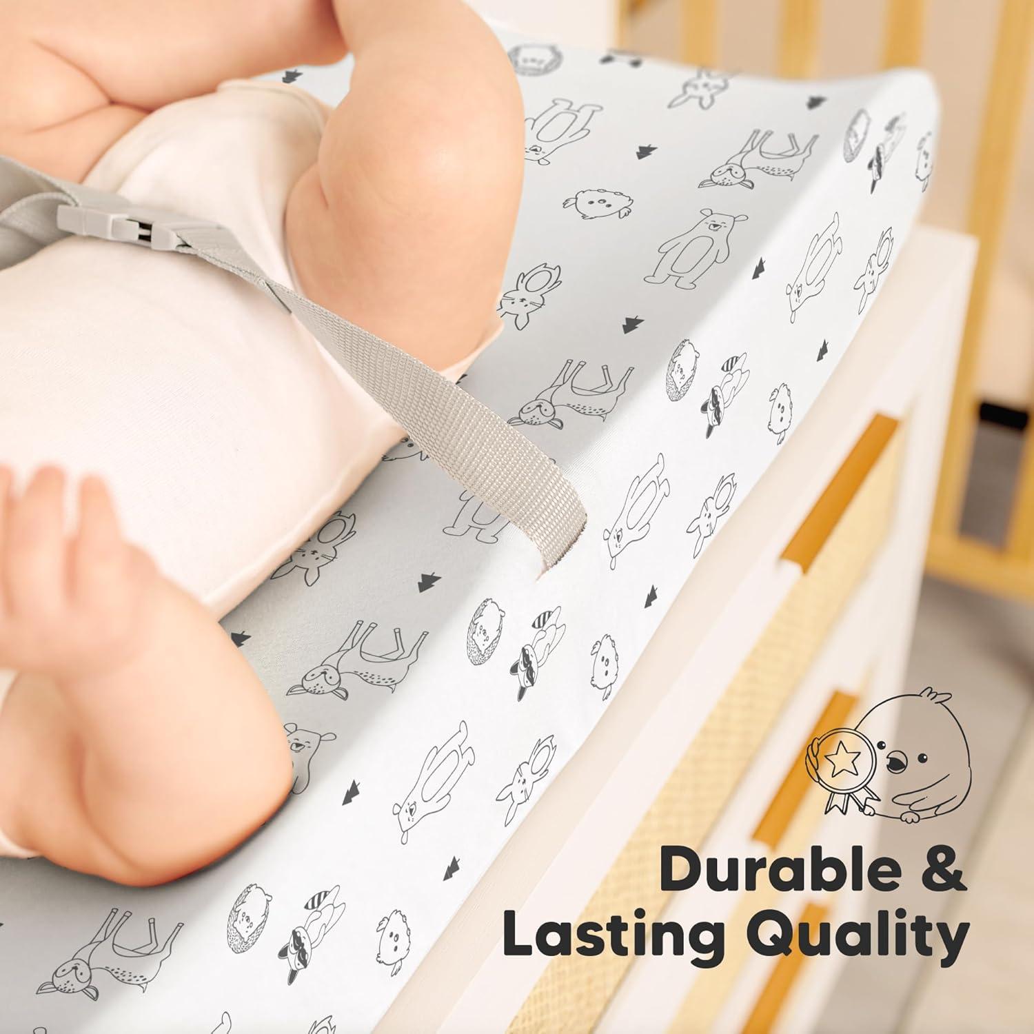 KeaBabies 2pk Soothe Changing Pad Covers for Girl, Boy, Organic Soft Cotton Contoured Diaper Changing Table Pad Covers (Woodland)