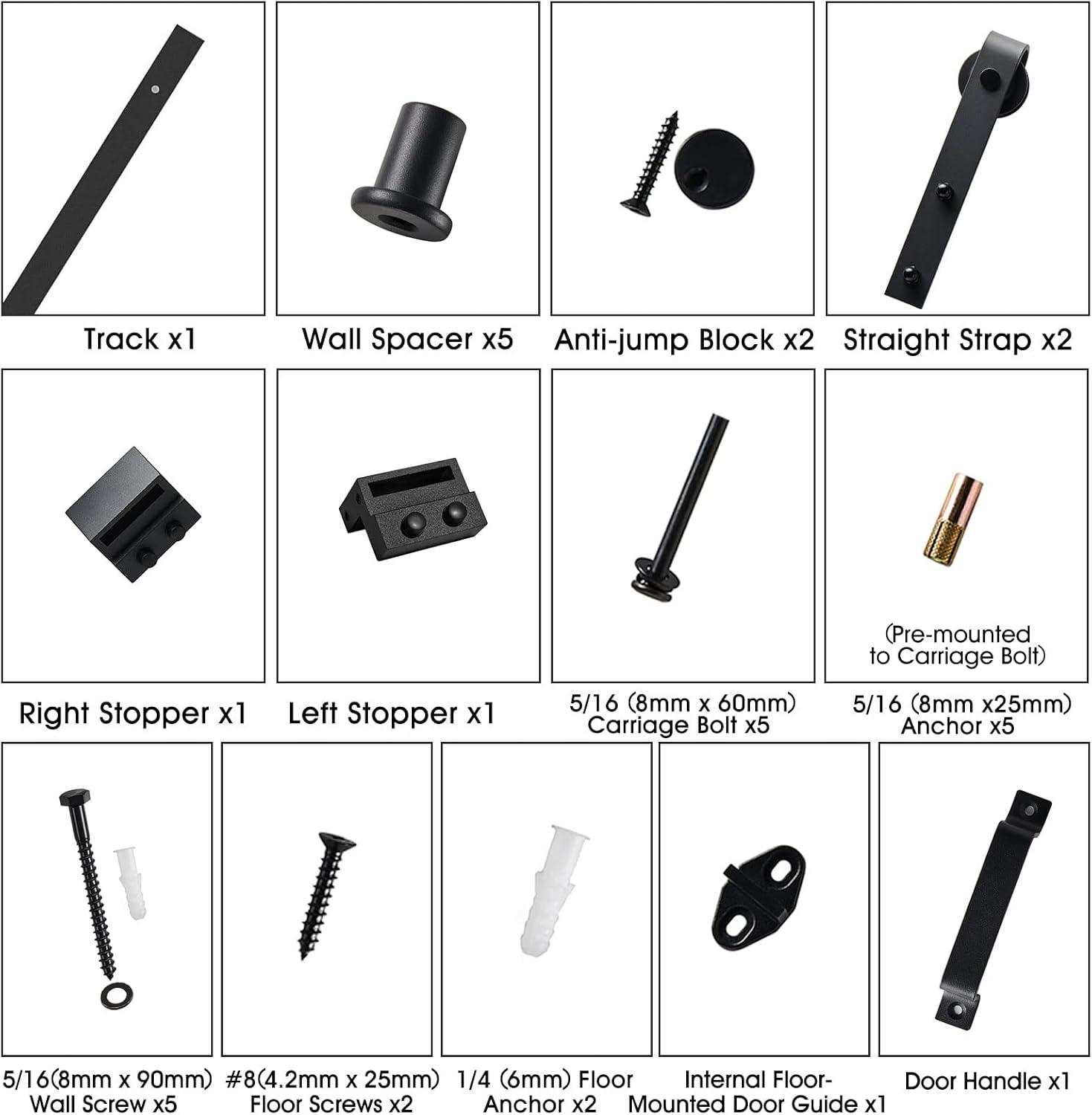 Sliding Barn Door 48”x84”, Black Barn Door with Modern Paneled Wave Design, Complete Barn Door Set, Waterproof PVC Surface, Assembly Required for Bedroom, Living Room, Closet, or Bathroom