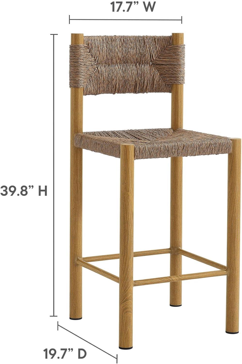 Modway Parkland Outdoor Patio Rattan And Aluminum Counter Stools Set Of 2