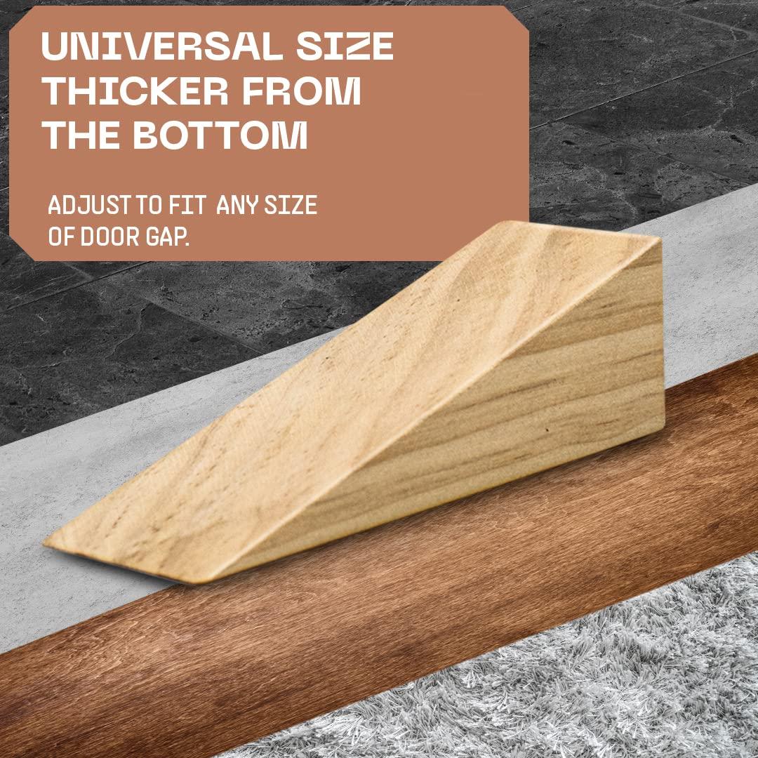 Wooden Door Stoppers - Handmade Acacia Wood Door Wedge - Home Security Door Jammer for Bottom of Door - Suitable for All Floor Types - 3 Pack
