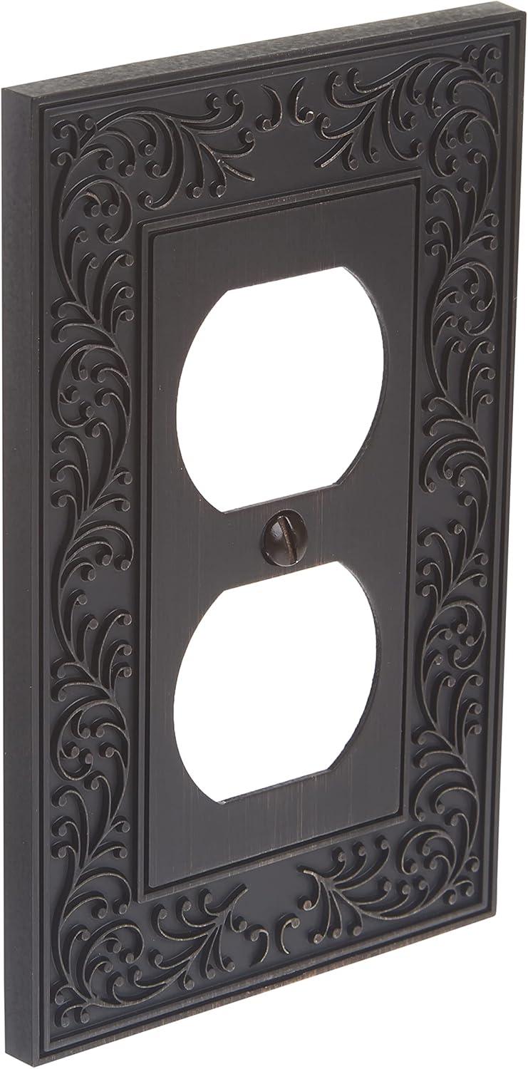 Amerelle 43DVB English Garden Wallplate, 1 Duplex, Cast Metal, Aged Bronze, 1-Pack