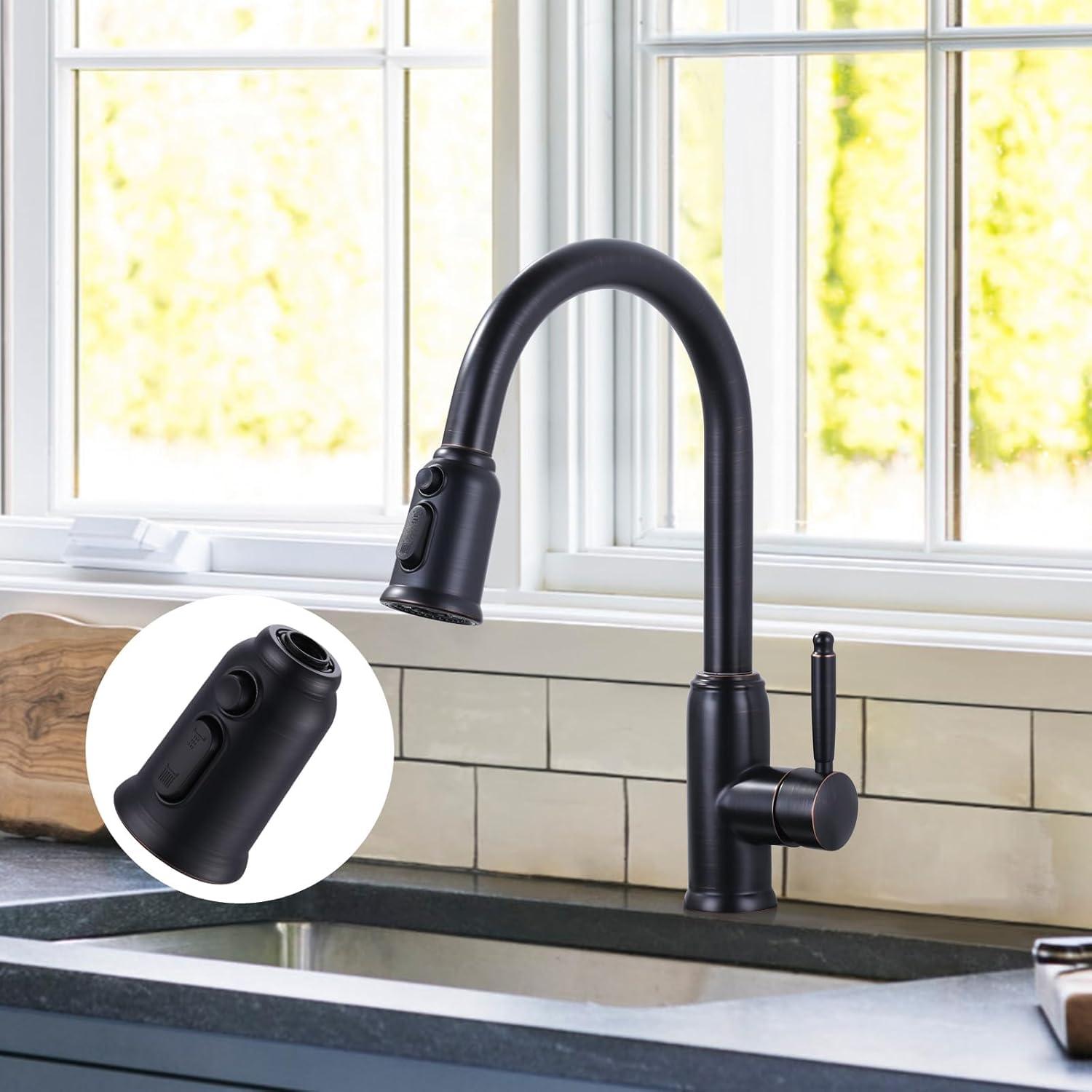 Oil Rubbed Bronze 3-Function Kitchen Faucet Spray Head with Adapters