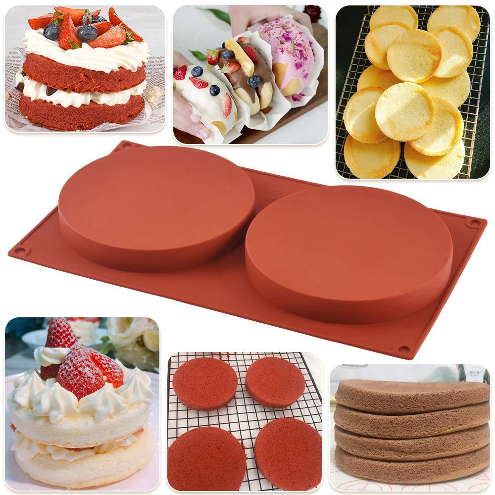 ionEgg Round Cake Pans, 5.4 Inches Silicone Molds for Baking, Nonstick & Quick Release Baking Pans for Layer Cakes, Cheese Cakes, Rainbow Cakes and Chocolate Cakes, Pack of 2