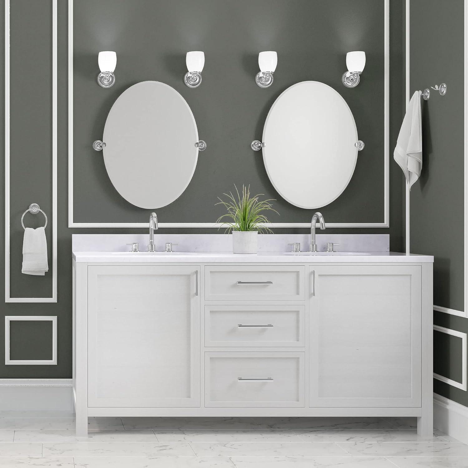 Designer II Frameless Oval Bathroom Vanity Mirror | Pivoting and Beveled Mirror