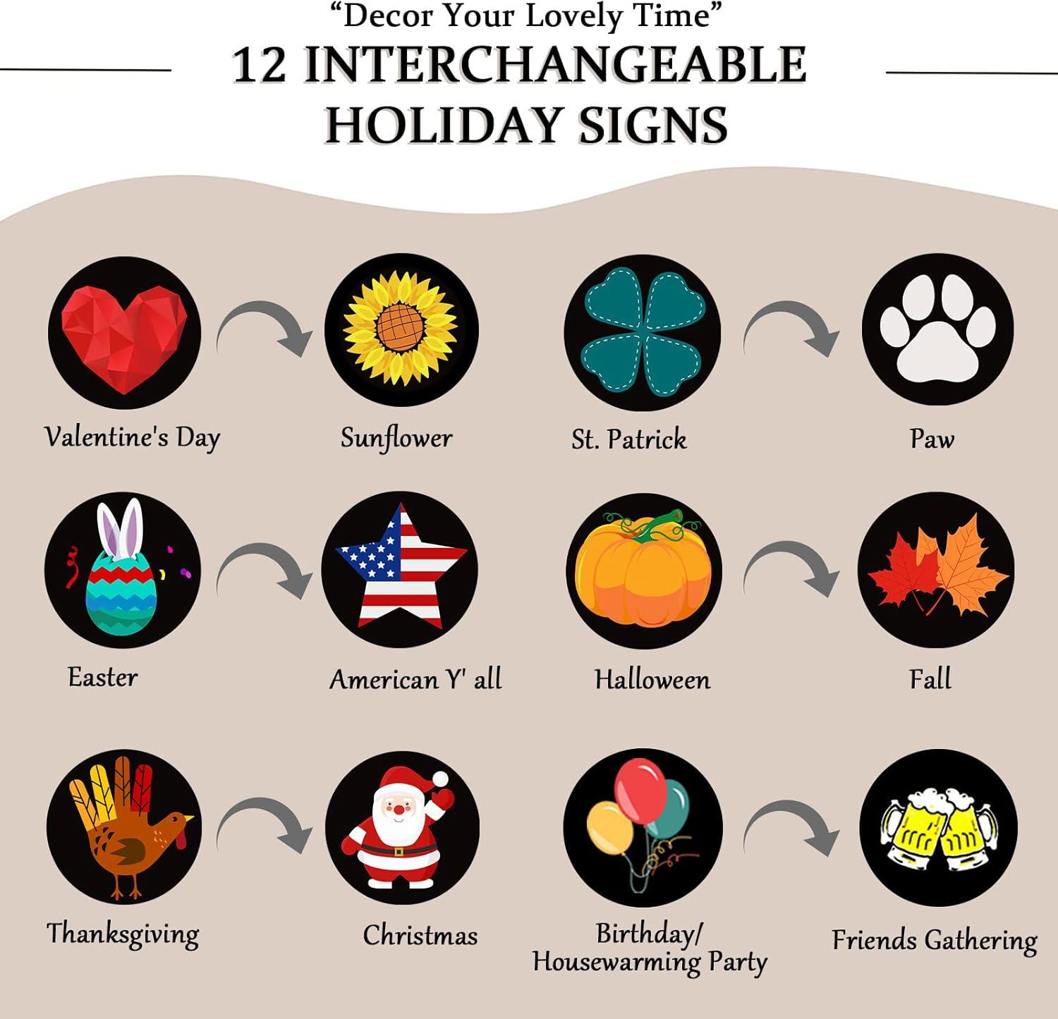 LOTKEY Interchangeable Welcome Sign for Front Porch Standing