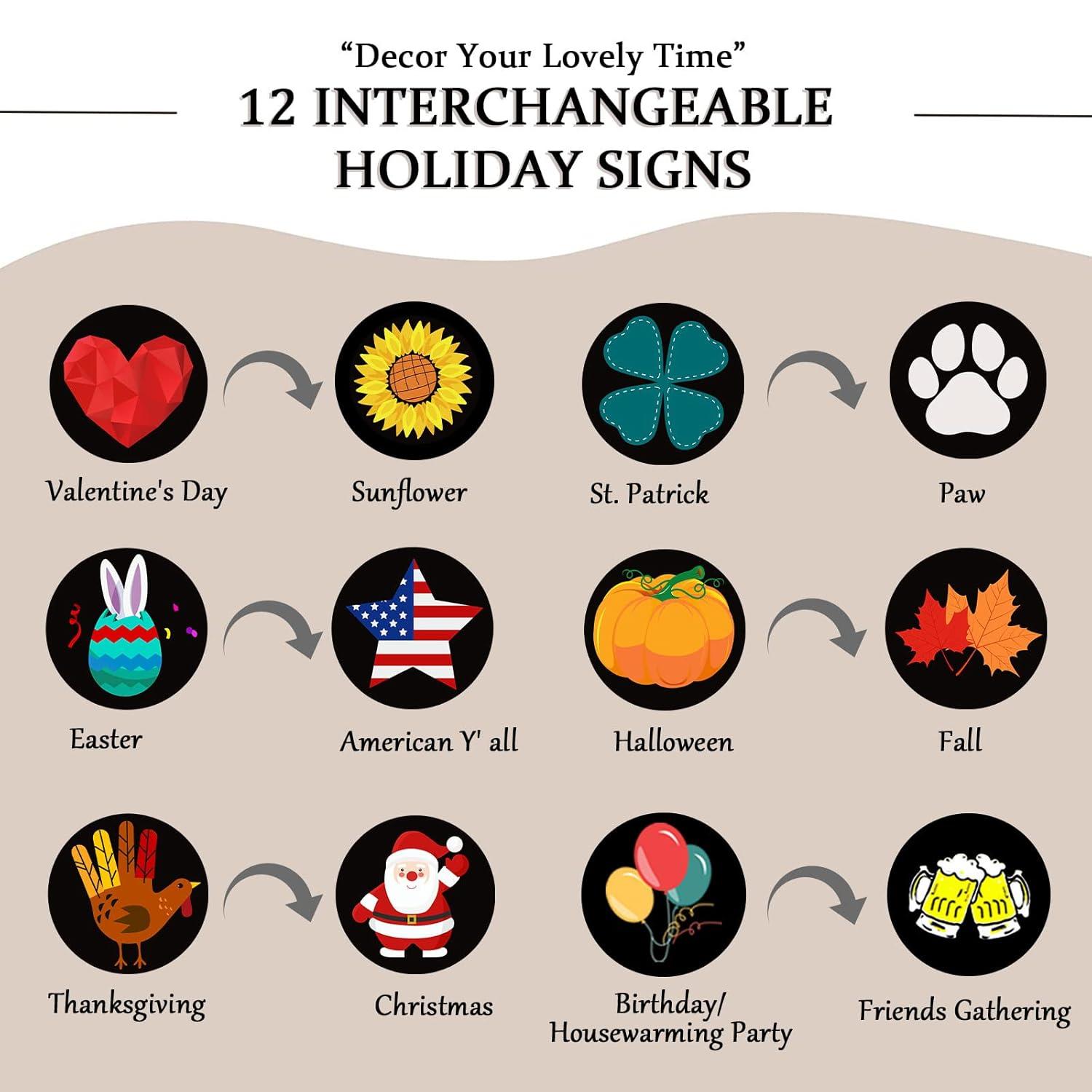 LOTKEY Interchangeable Welcome Sign for Front Porch Standing