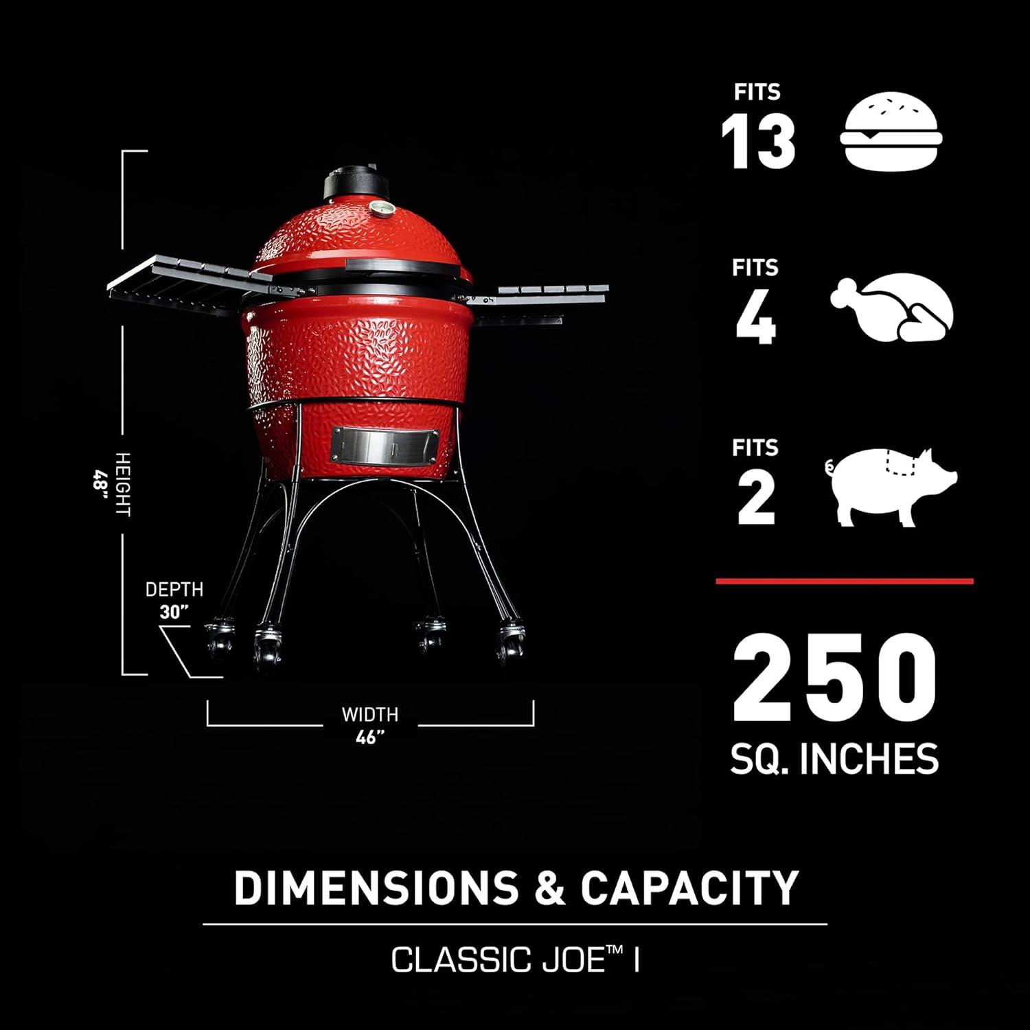 Blaze Red 18-Inch Ceramic Charcoal Grill with Smoker