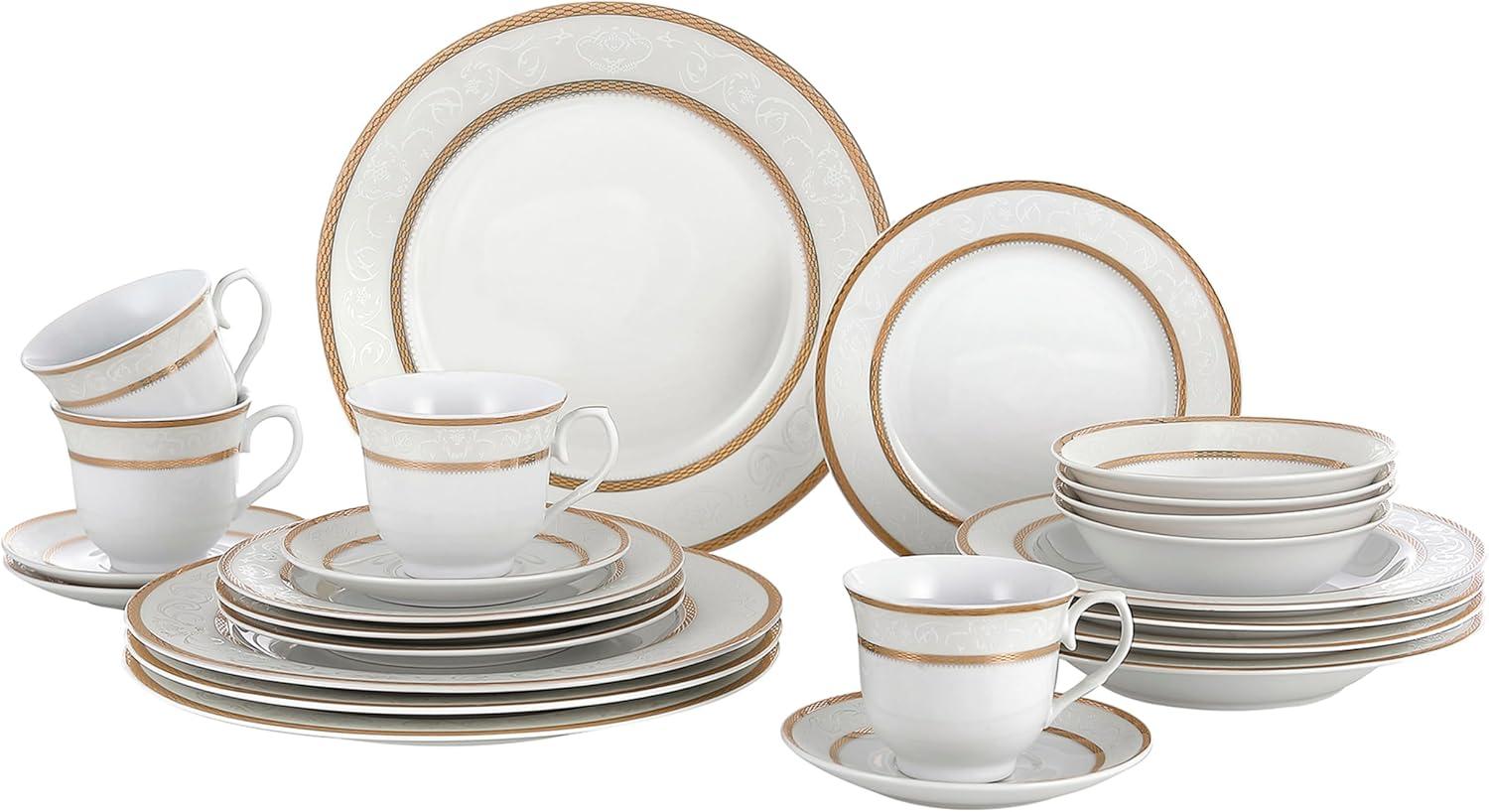 Lorren Home Trends 24 Piece Porcelain China Dinnerware Set - Service for 4
