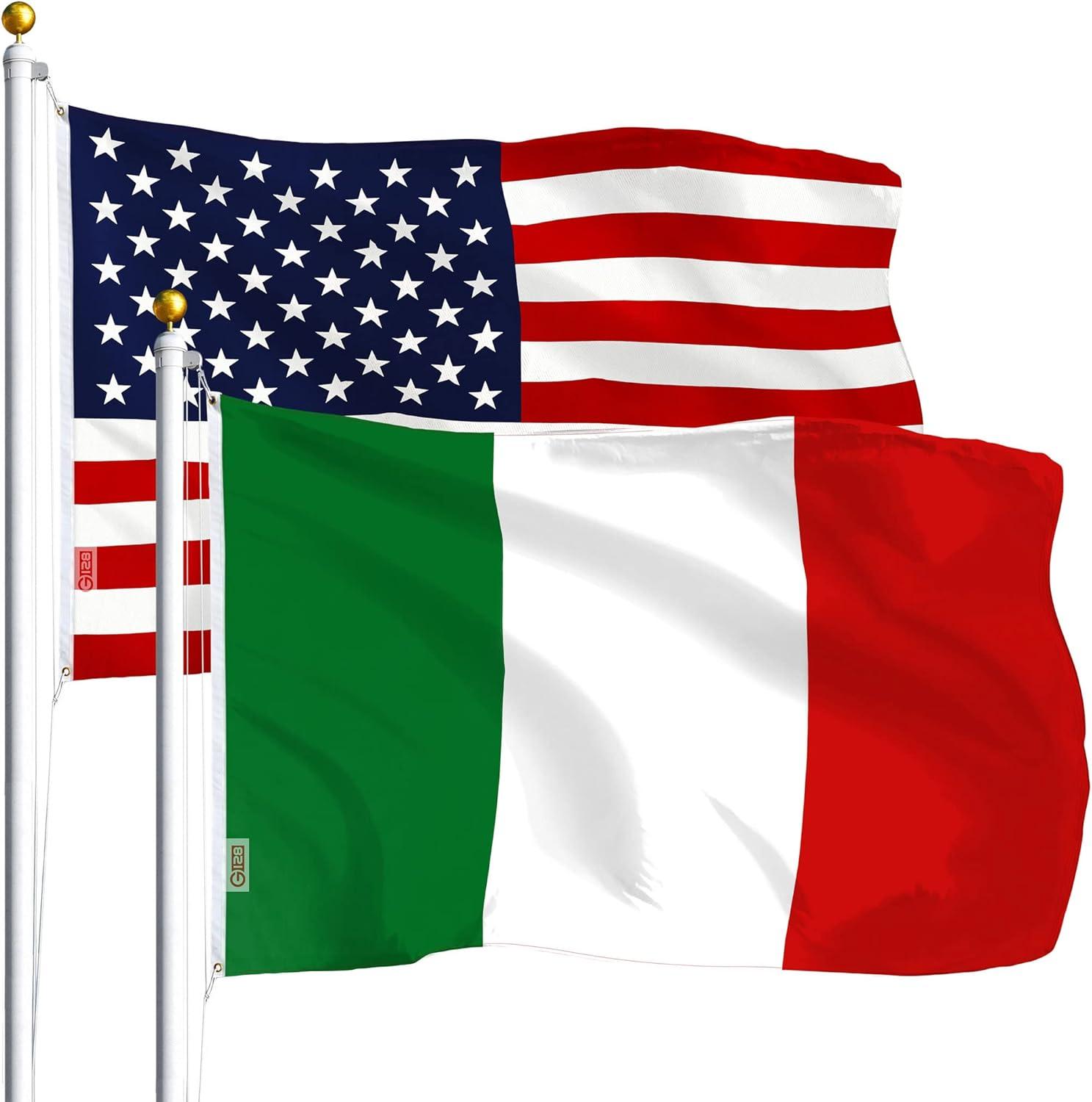 Patriotic USA and Italian Flag Combo Pack, 3x5 Ft Polyester