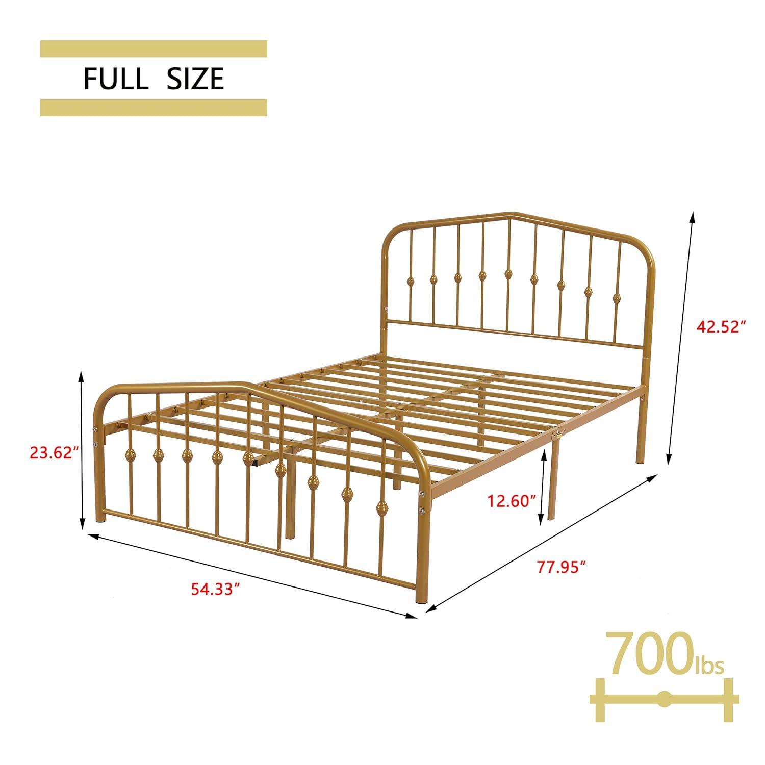 alazyhome Metal Bed Frame Queen Size Platform No Box Spring Needed with Vintage Headboard and Footboard Premium Steel Slat Support Mattress Foundation Black.