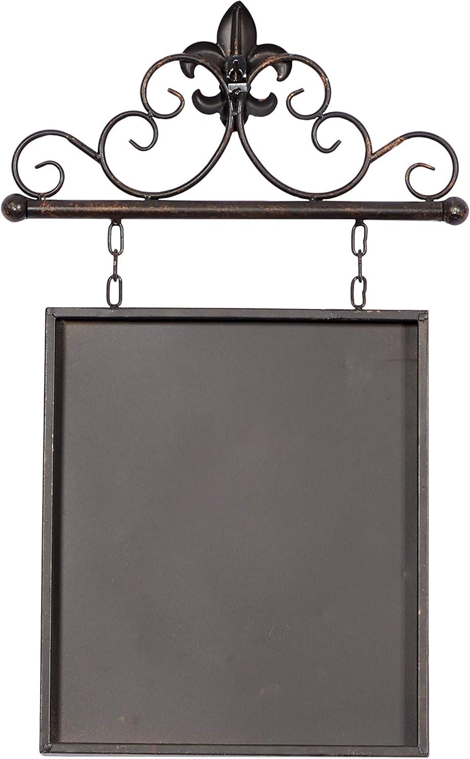 DecMode Bronze Metal Suspended Fleur De Lis Wall Decor with Scrollwork Hanger