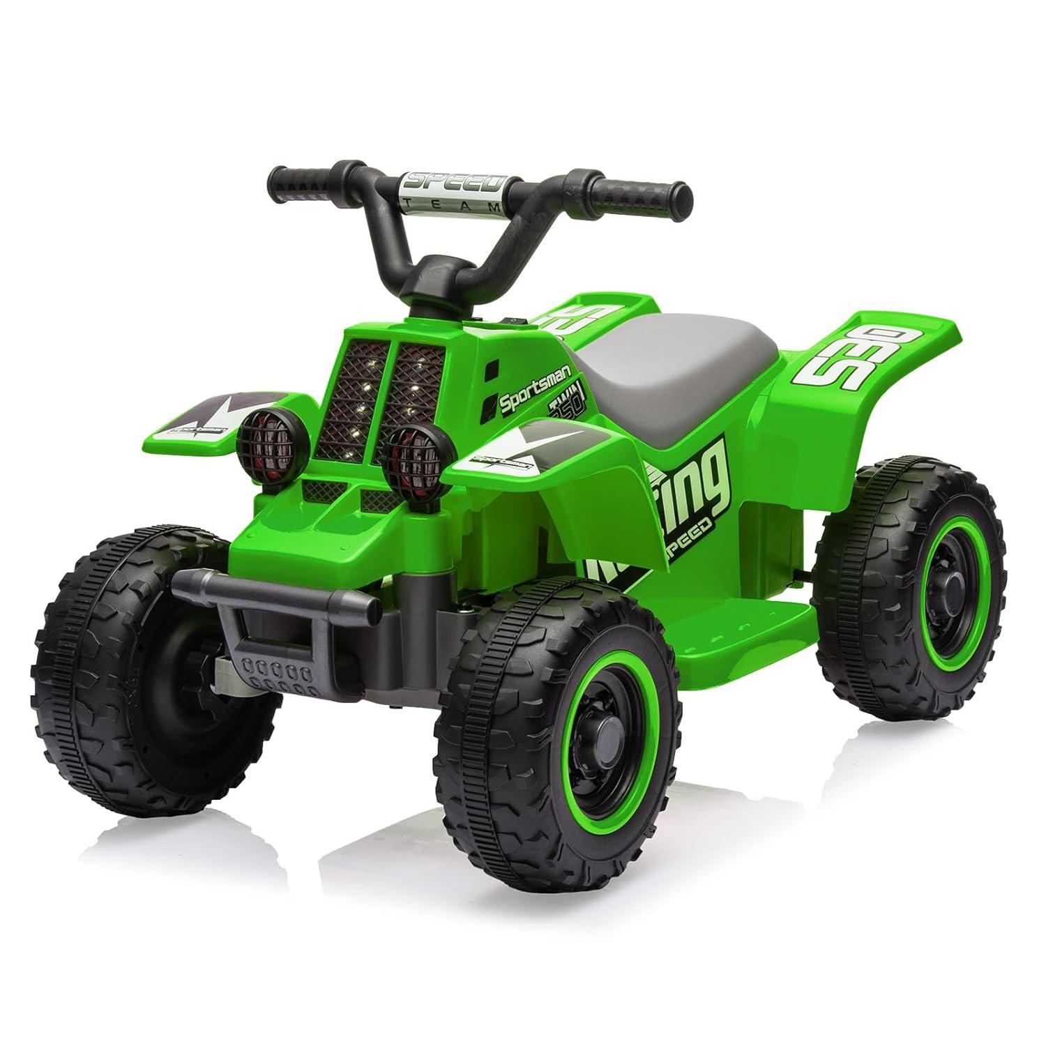 ANPABO 6V 7Ah Powered Ride-on Toy, Electric 4-Wheeler ATV Car w/ Horn, Music Player, Headlight for Kids