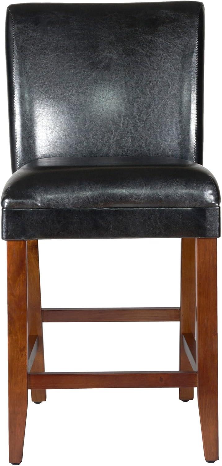 24" Faux Leather Luxury Counter Height Barstool - HomePop