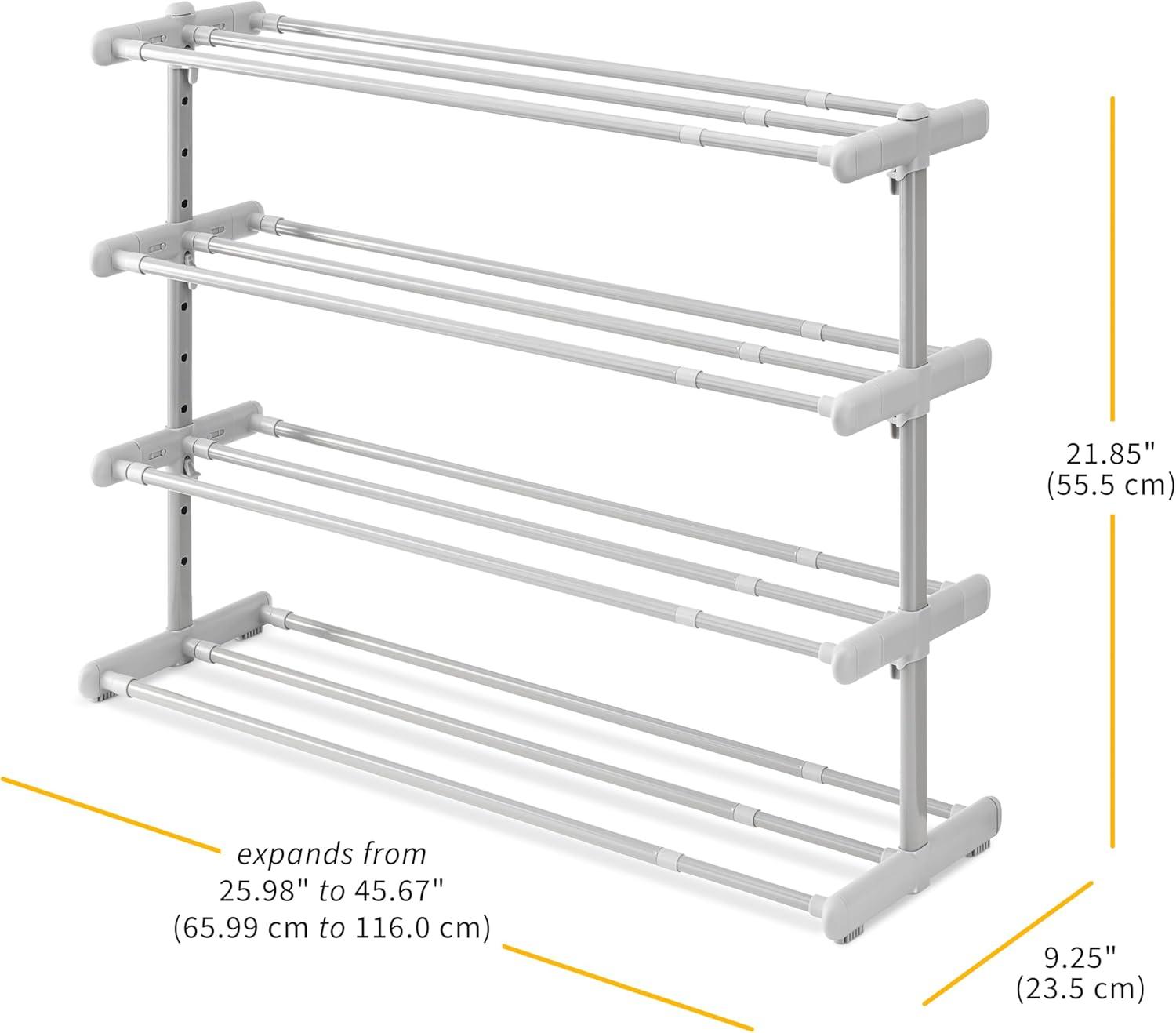 Whitmor Gray 4-Tier Adjustable Metal and Plastic Shoe Rack