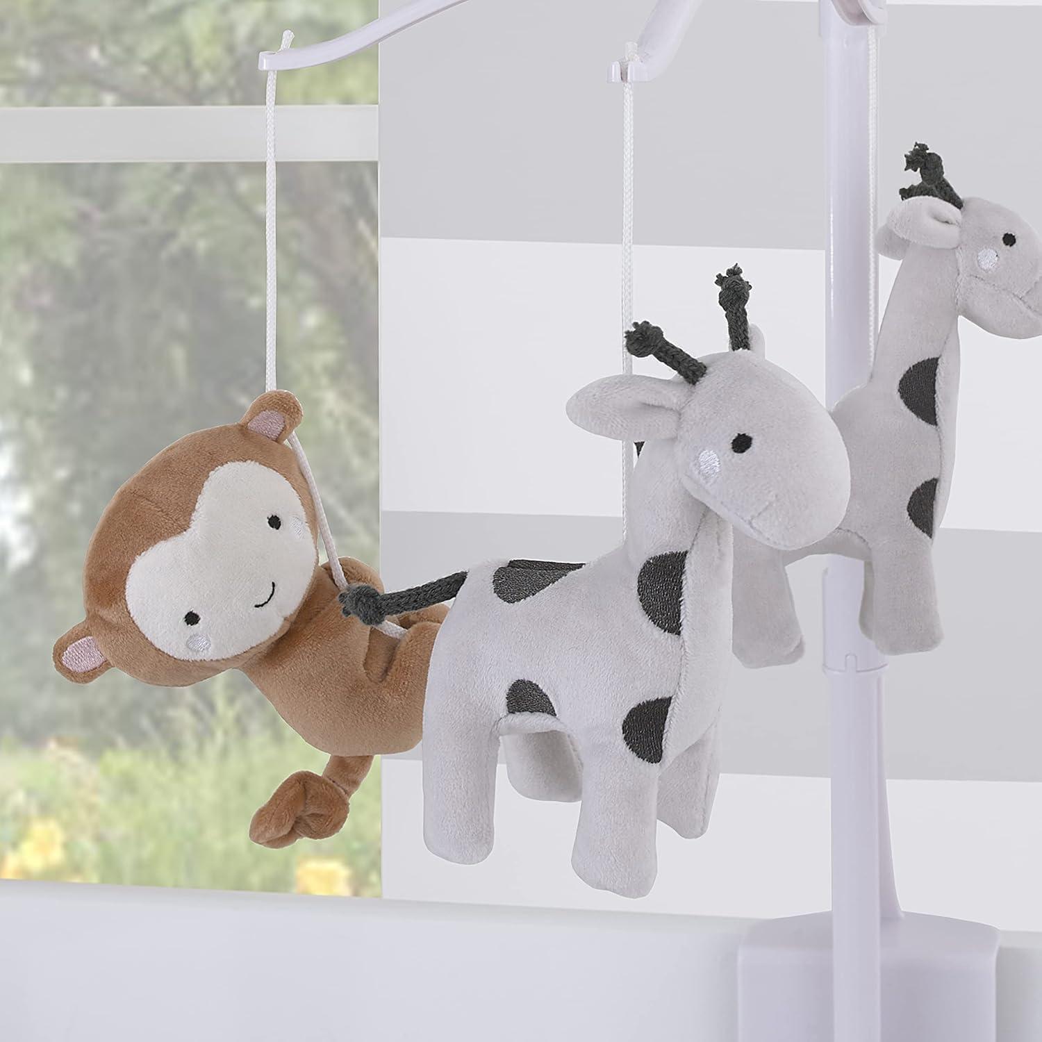 Little Love by Nojo Little Love by NoJo Jungle Ride Grey and Tan Plush Monkey and Giraffe Musical Mobile