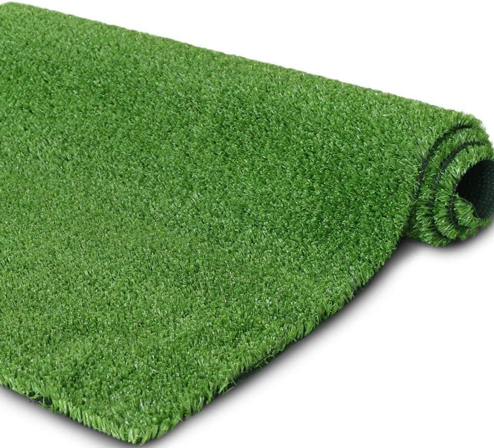 Realistic Green Artificial Grass Mat with Drainage Holes, 5x8 ft