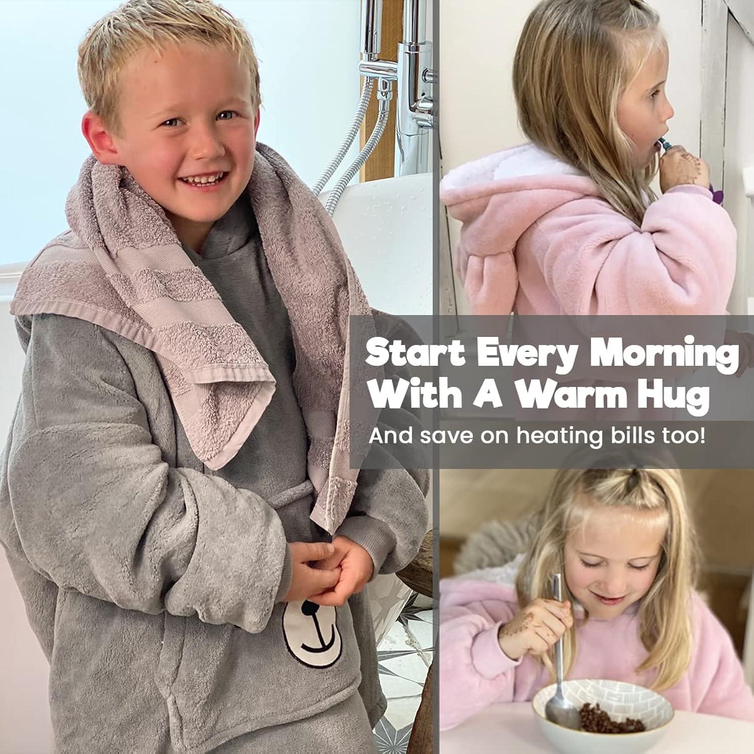 Wearable Blanket Kids 3-10yr, Fun Animal Kids Blanket Hoodie, Hooded Sweatshirt, Oversized Comfy Hoodie Boys, Girls, Toddlers